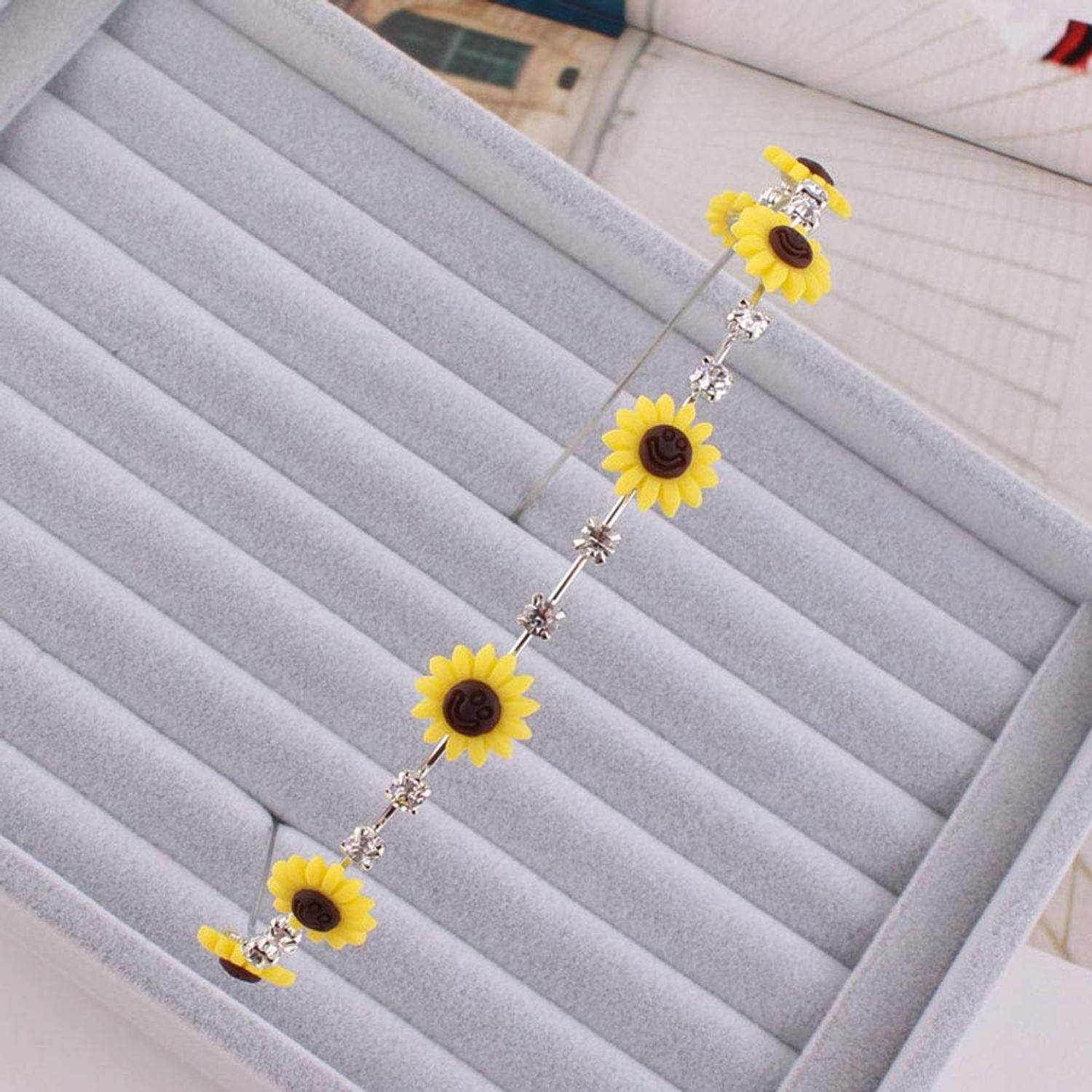 Teensery 2 Pcs Sunflower Headband Metal Flower Rhinestone Hair Band Hair Hoop Hair Accessories for Women and Girls
