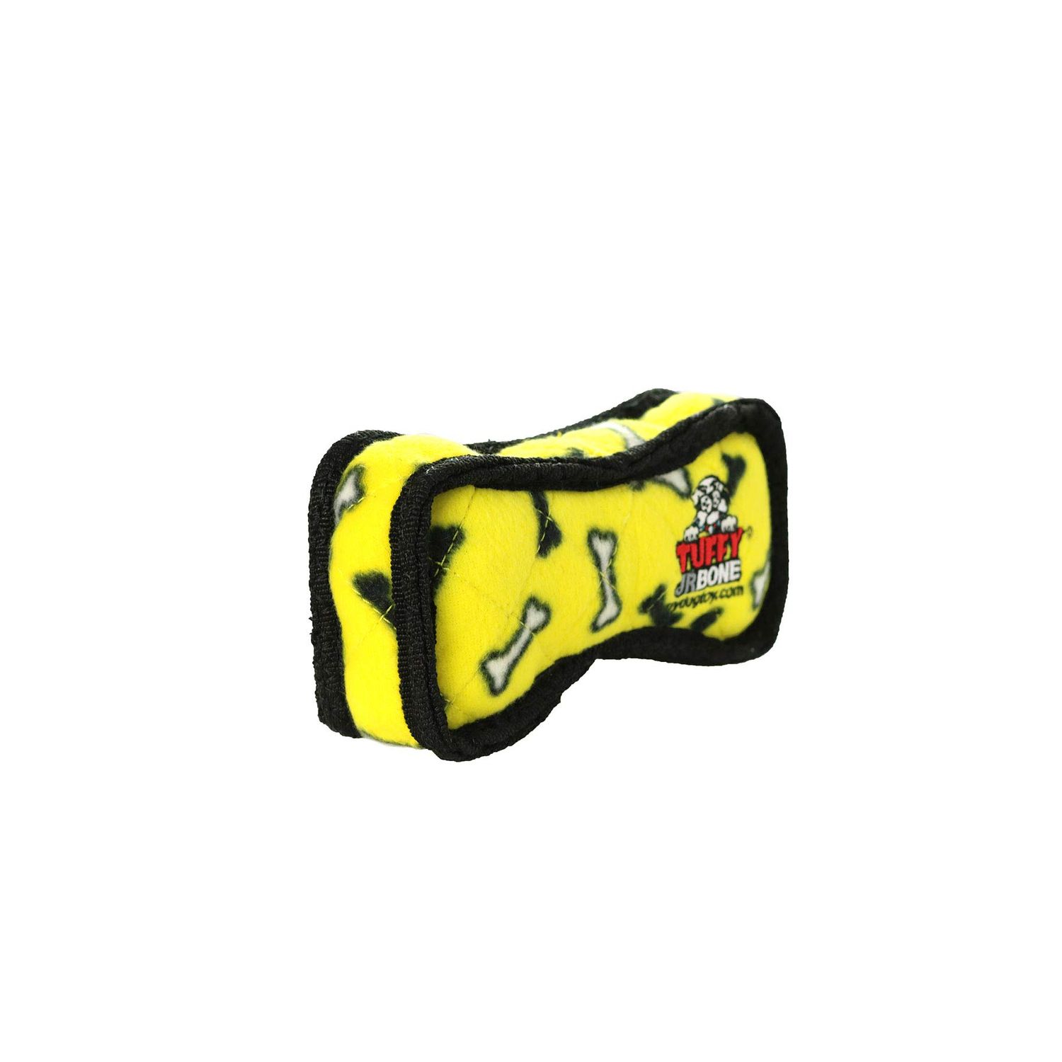 TUFFY - World's Tuffest Soft Dog Toy - Junior Bone 2- Yellow -Squeakers -Multiple Layers. Made Durable, Strong & Tough.Interactive Play(Tug, Toss & Fetch). Machine Washable & Floats