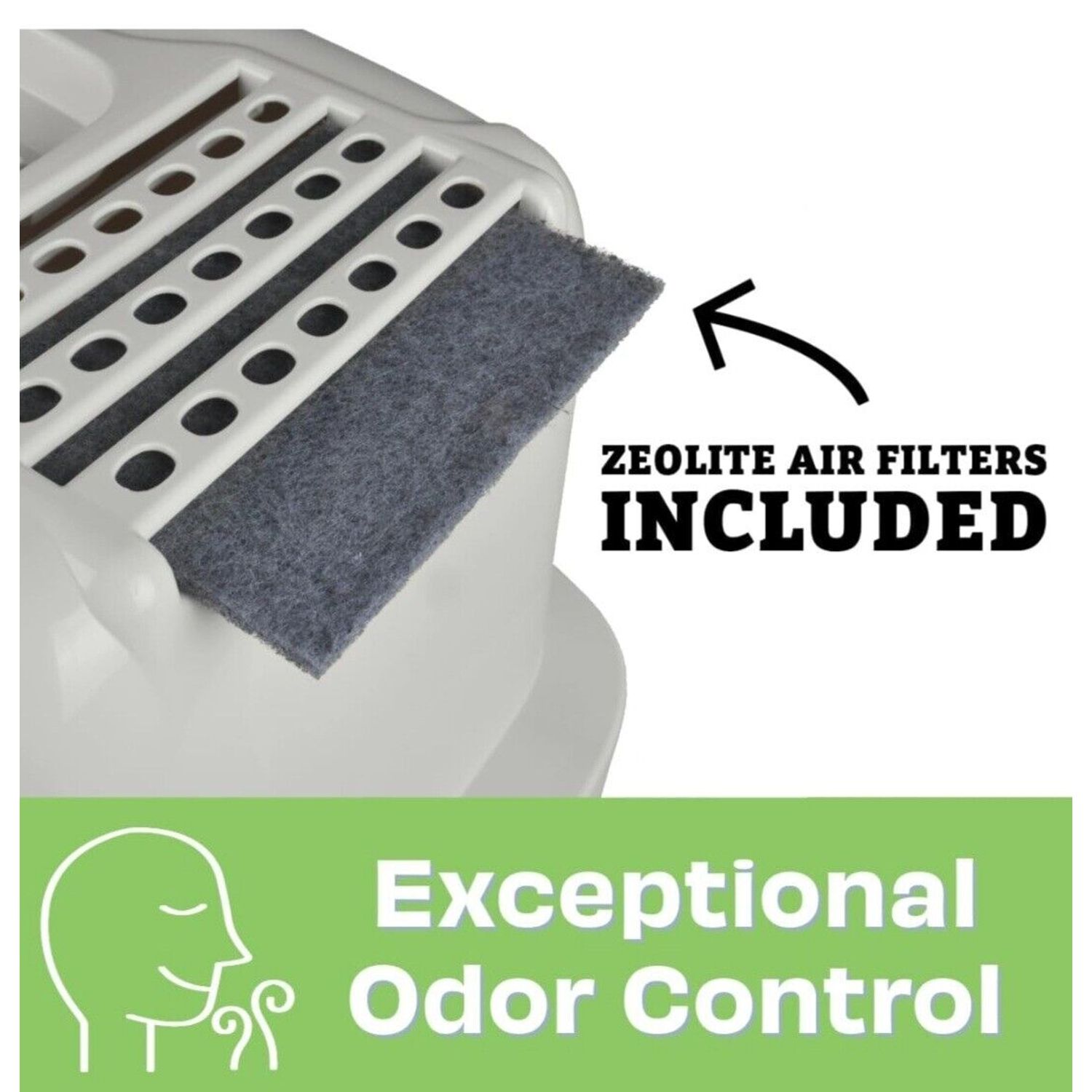 Van Ness Pets Odor Control Large Enclosed Cat Litter Box, Hooded, Pearl