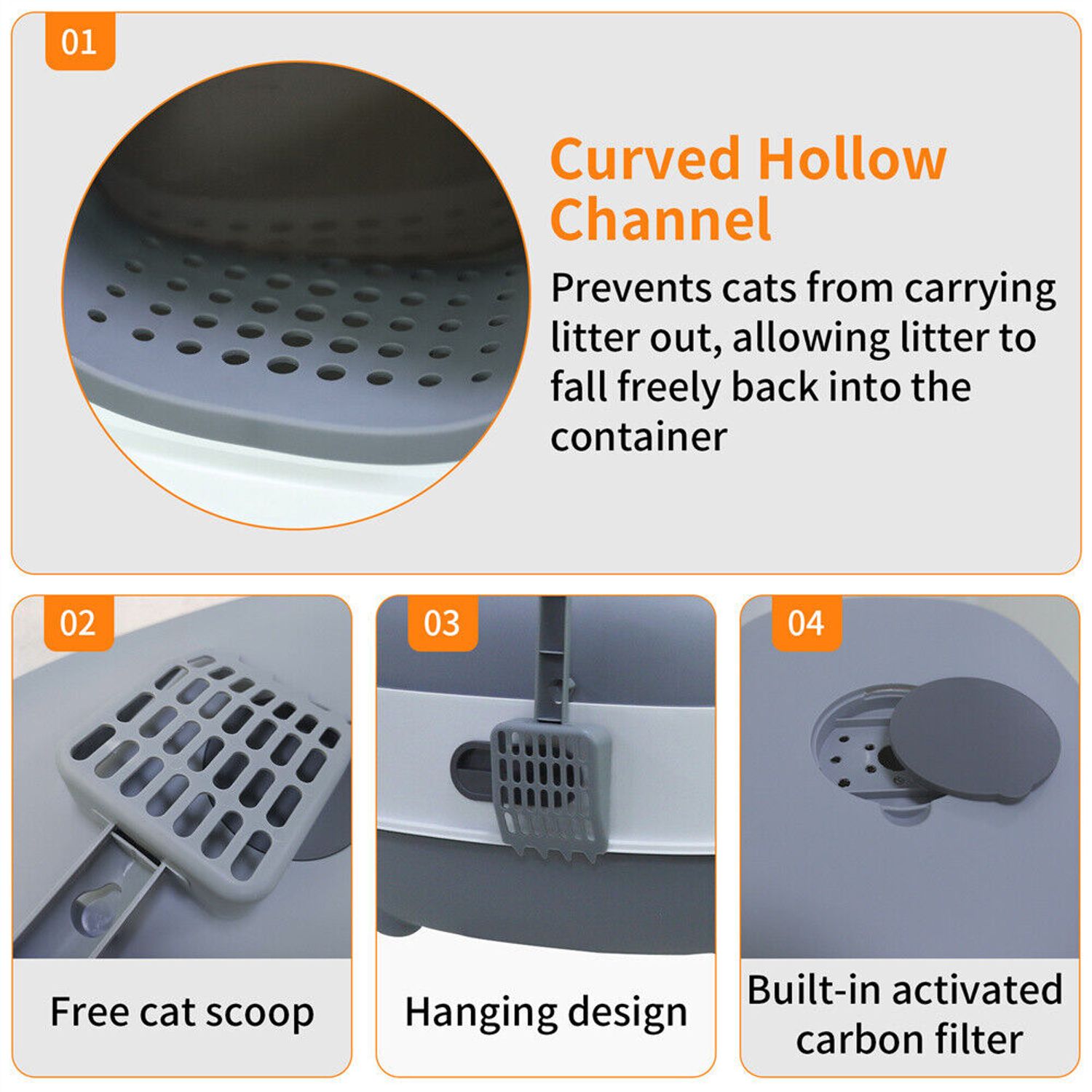 Extra Large Cat Litter Box Enclosed with Scoop Odor Defensive Hooded Litter Tray