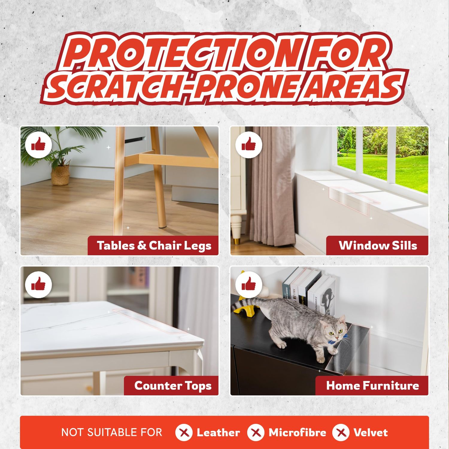 Panther Armor Anti Scratch Furniture Protector, 2X Rolls, Window Sill Protector, Furniture Scratch Guards for Cats, Furniture Protectors from Cats Scratching, 4in x 20ft