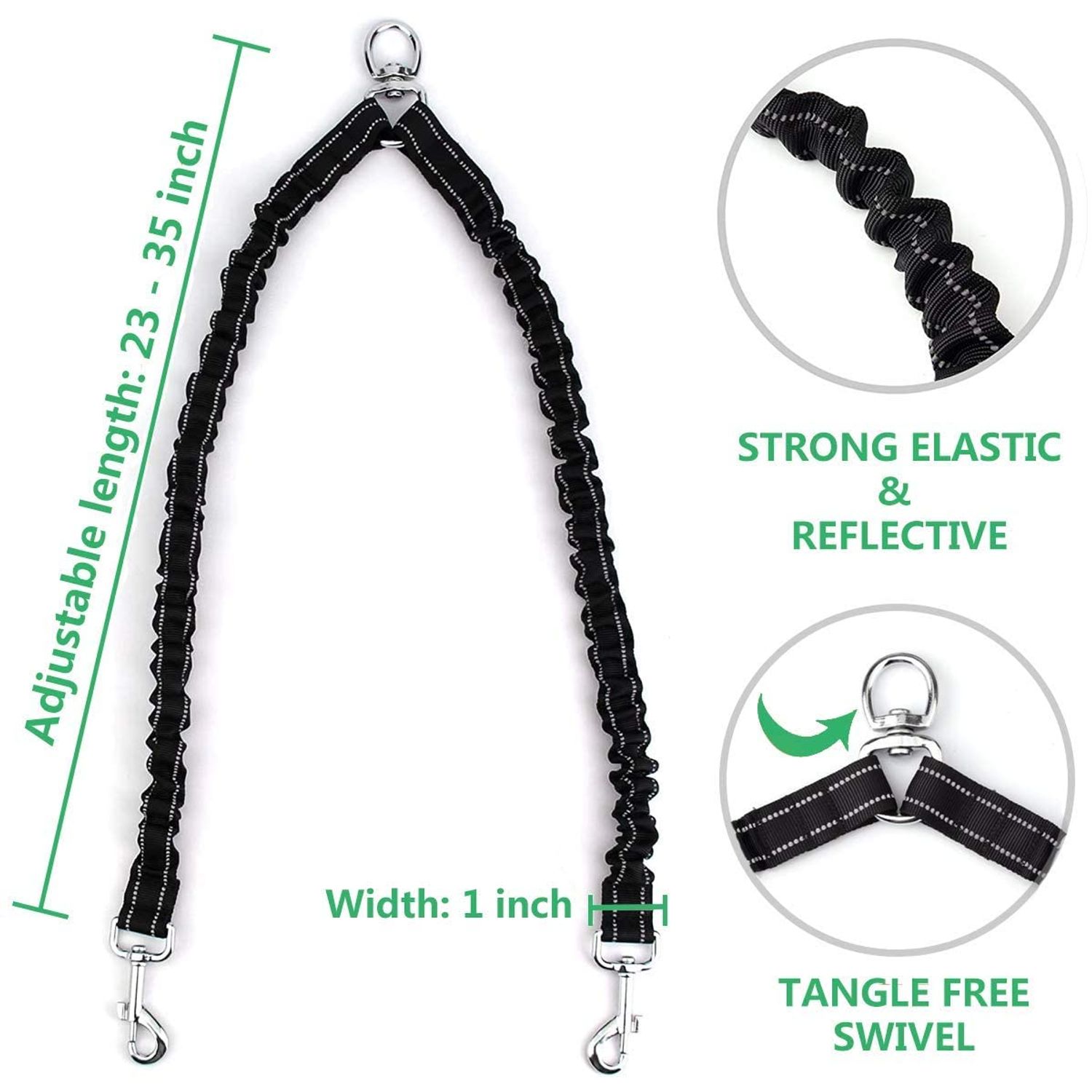 Dual Retractable Dog Leash for 2 Large Dogs (Up to 110 Lbs Each) - Double Headed 16 ft Extendable Pet Leash with Poop Bags, Non Slip Grip - One Button Break & Lock, 360 Tangle-Free (Gray, Large)