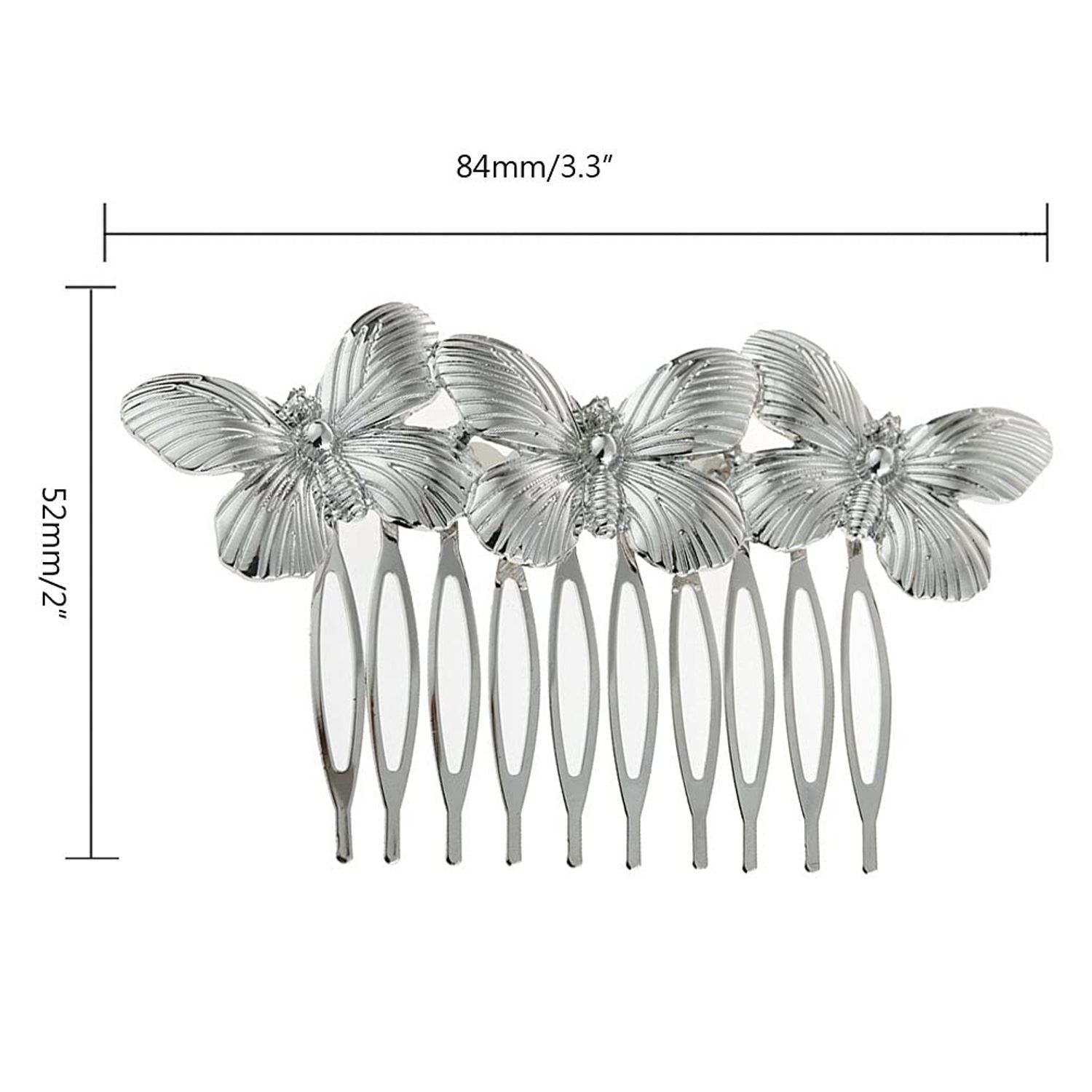 3 Pcs Retro Butterfly Hair Comb Decorative 10 Teeth Metal Hair Combs Pin Hair Accessories for Girls and Women (Gold, Silver, Ancient Gold)