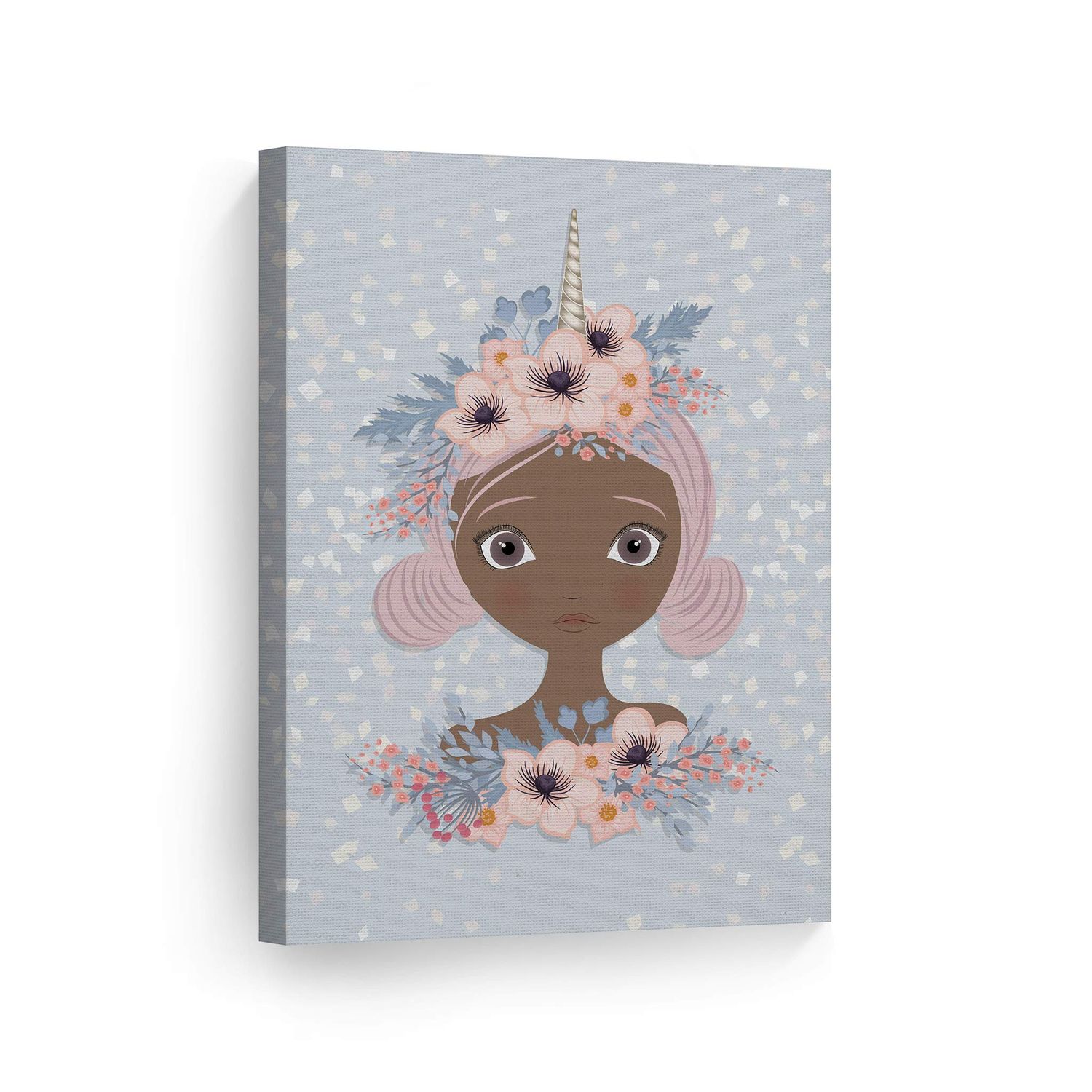 Smile Art Design African American Art Unicorn Girl Wall Decor Unicorn Gift Canvas Print Kids Room Decor Wall Art Baby Room Decor Nursery Decor Ready to Hang Made in The USA- 40x30