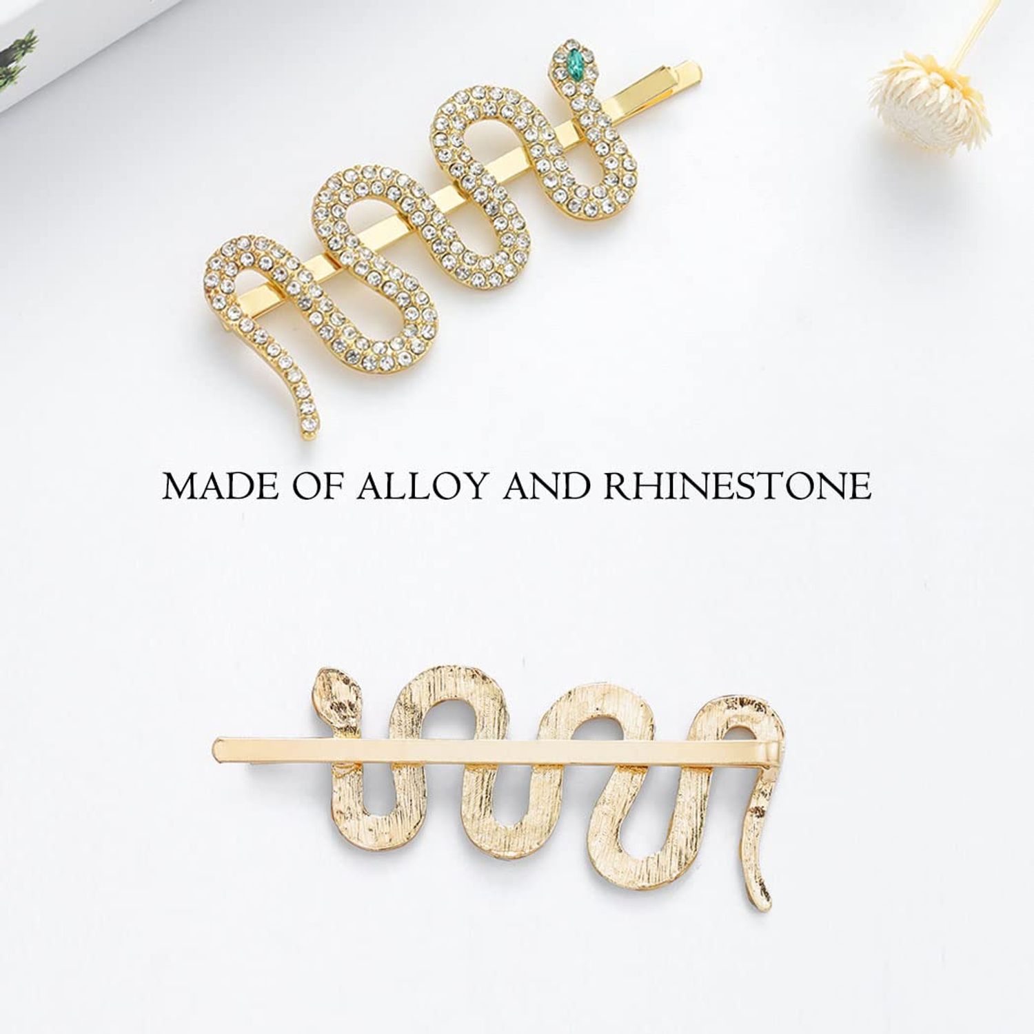 JONKY 2PCS Rhinestone Snake Hair Clips Medusa Headpiece Crystal Hair Pins Vintage Hair Barrettes Medusa Costume Snake Hair Accessories for Women