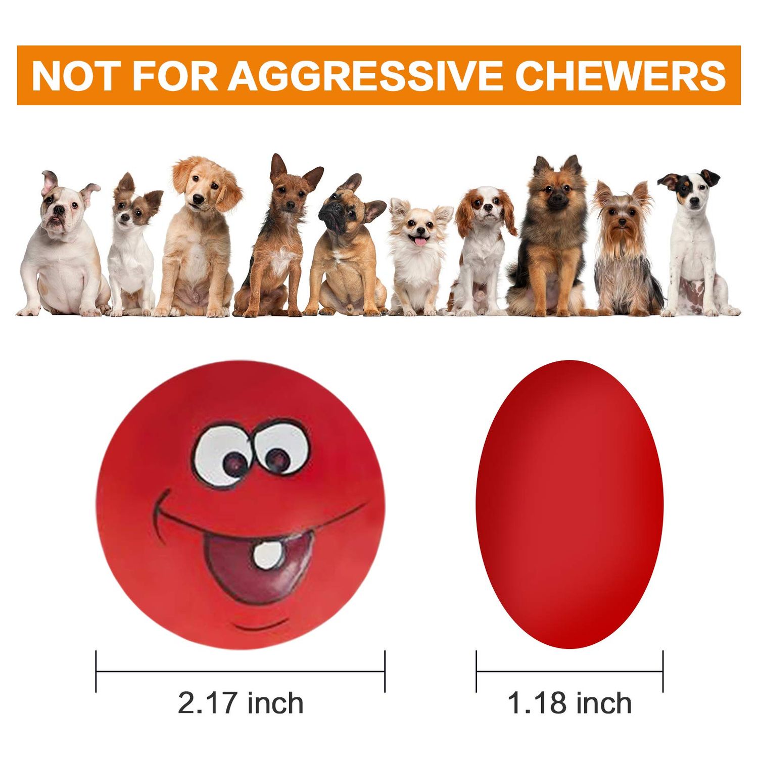 N-S Dog Toy,Squeaky Dog Toys Chewing Durable Teething Latex Rubber Soft Interactive Fetch Play Dog Balls with Funny Face for Puppy Small Medium Pet Dog (5PCS), 2.16x2.16x1.18 Inch