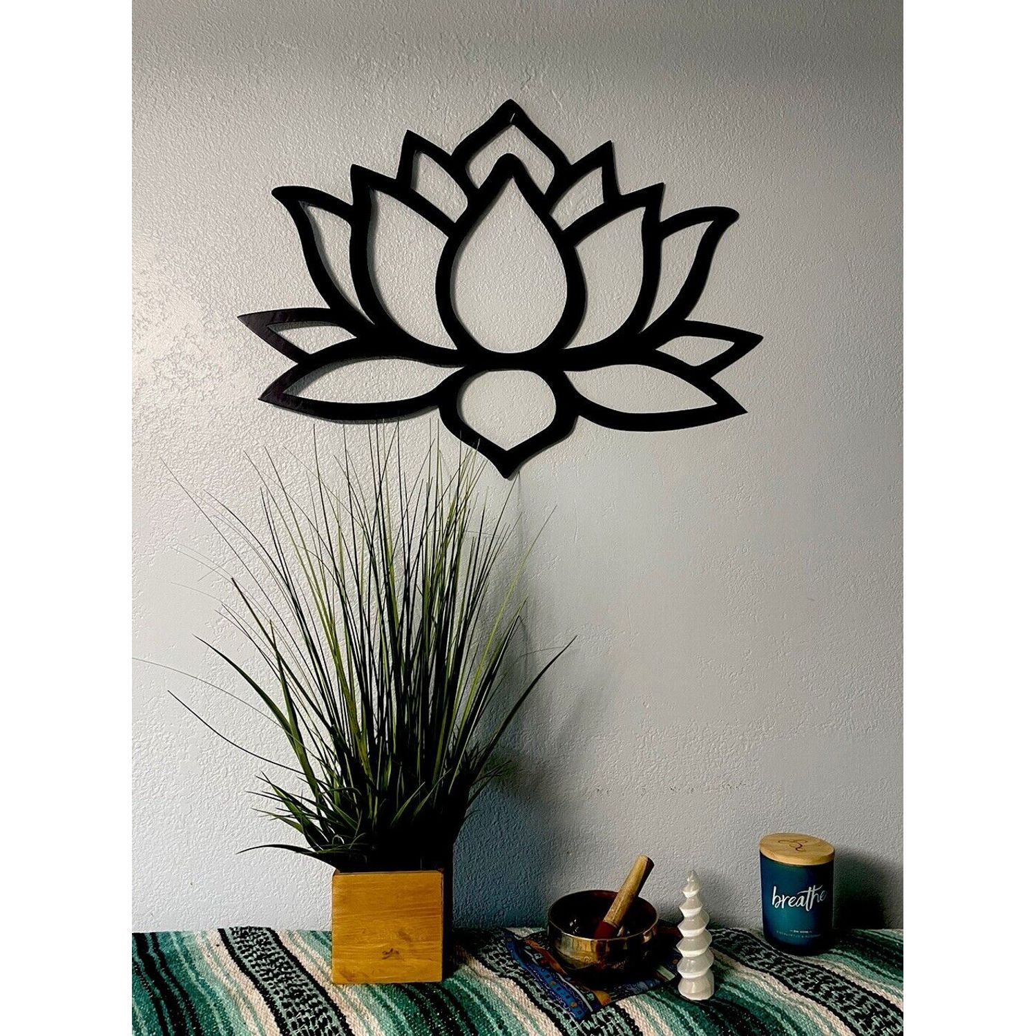 Large Lotus Flower 32 Inch Wall Art Metal Lotus Decor Yoga Zen Room