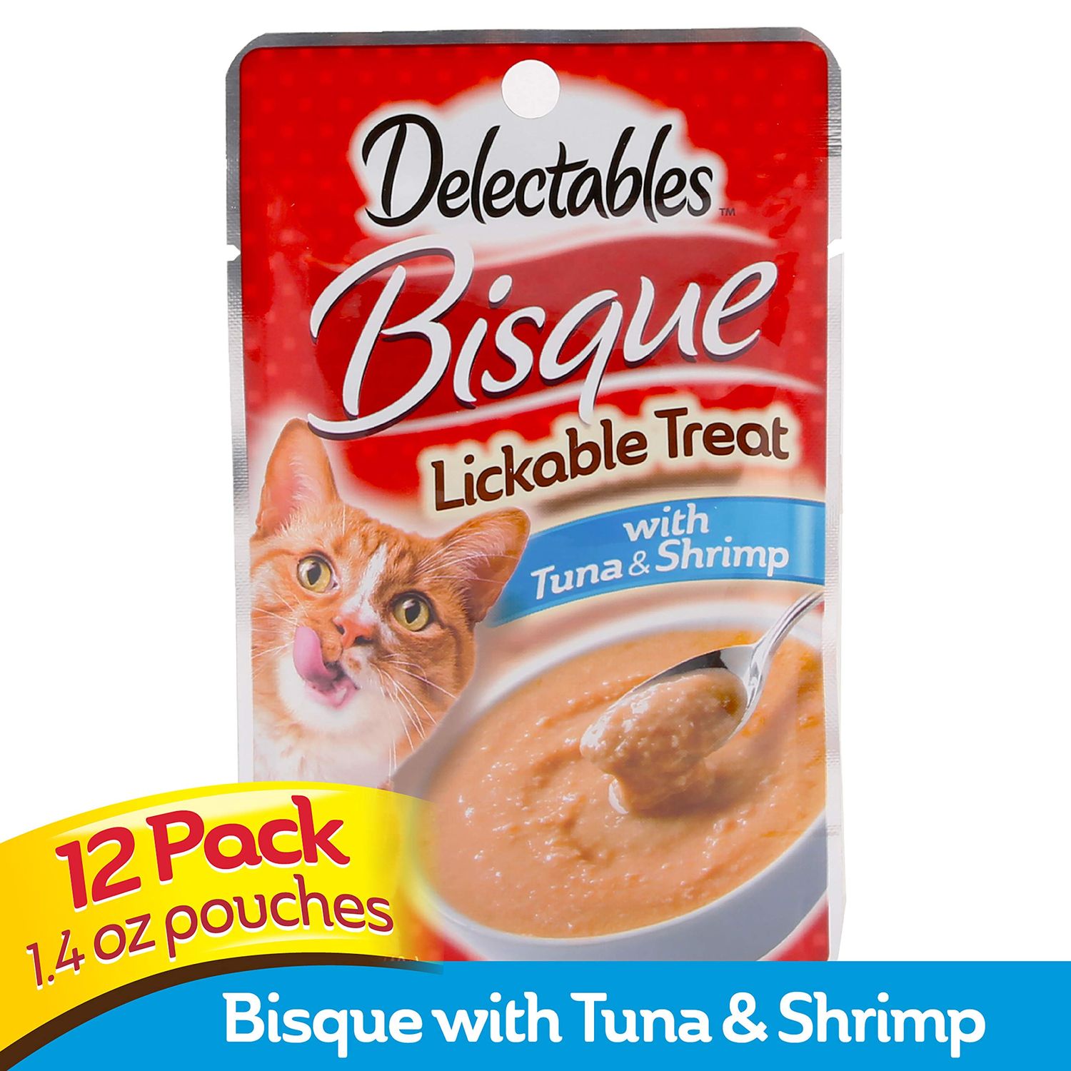 Delectables Bisque Lickable Wet Cat Treats - Tuna & Shrimp - 12 Pack