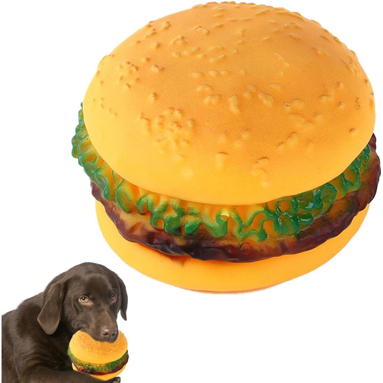 Galepromot 2 Pcs Bite-Resistant Dog Toys Squeaky Chewing Toys Tooth Cleaning Dog Supplies, Golden Retriever Teddy Pets, etc, Dog Training, Sofa Damage Prevention, Hamburger Pet Toys, Dog Squeak Toys
