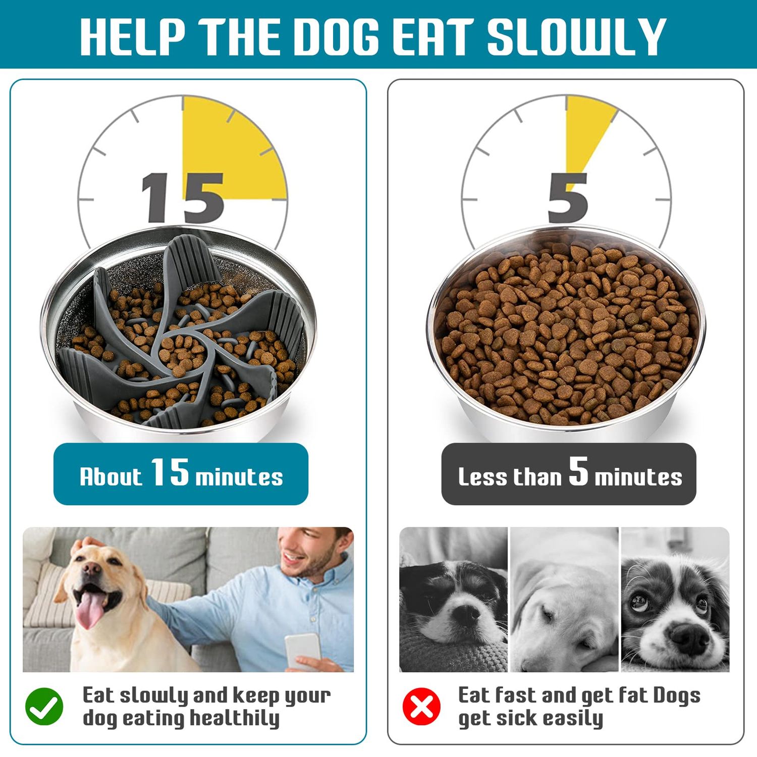 2 Pcs Dog Bowl Slow Feeder Insert, Cuttable Slow Feeder Dog Bowl Insert with Strong Suction Cups, Cat Dog Feeding Supplies, Slow Feeder for Most Dogs Bowl or Dogs Dish