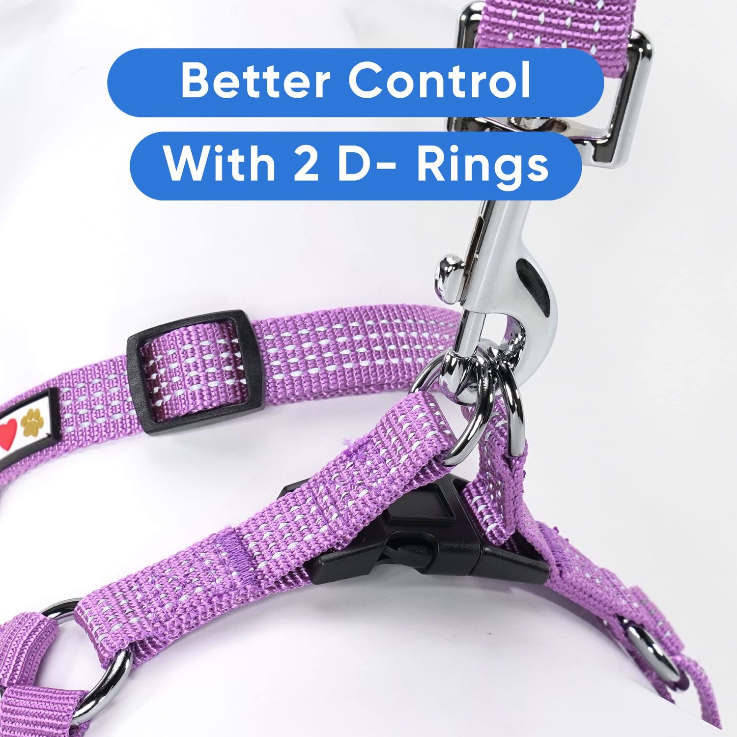 Pawtitas Reflective Step in Dog Harness or Reflective Vest Harness, Comfort Control, Training Walking of Your Puppy/Dog Large Dog Harness L Purple Orchid Dog Harness