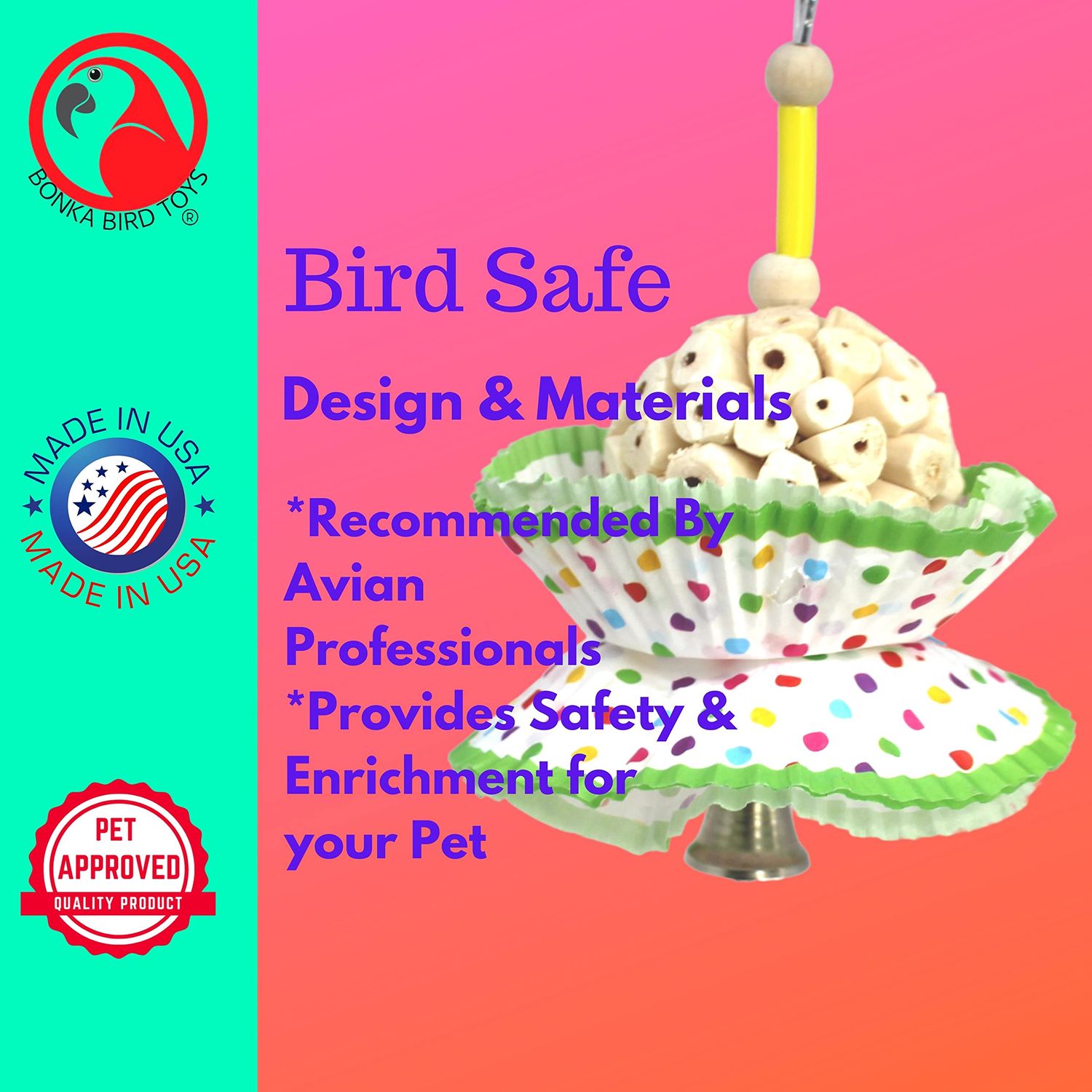 Bonka Bird Toys 1925 Cake Natural Sola Shred Forage Chew Treat Parrot Parrotlet Budgie Cockatiel Parakeets and Other Similar Birds