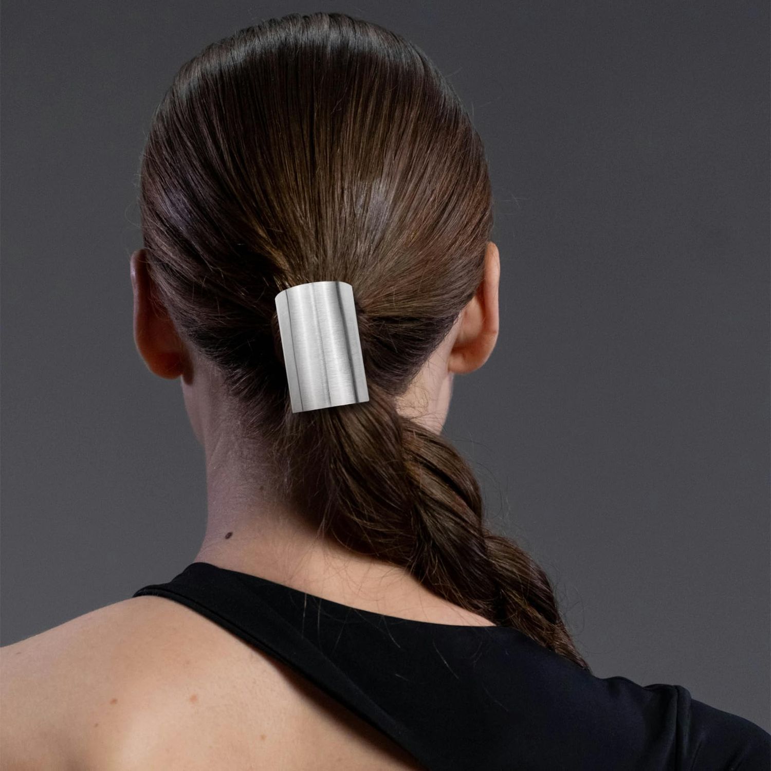 4 Pcs Ponytail Holder Hair Clips Metal High Ponytail Hair Cuff Simple Cylinder Hair Buckle Barrettes French Decorative Hair Ring for Long Hair Horsetail Accessories for Women
