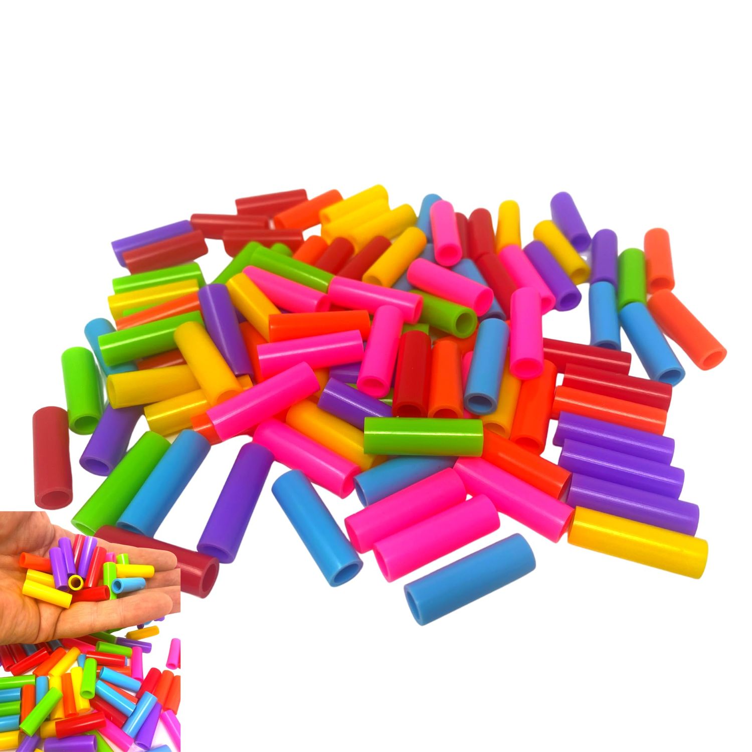 Bonka Bird Toys 2469 Pk 100 Colorful Plastic Tube Beads Foot Talon Craft Part Bird Toys Conure Parrotlet Quaker and Similar