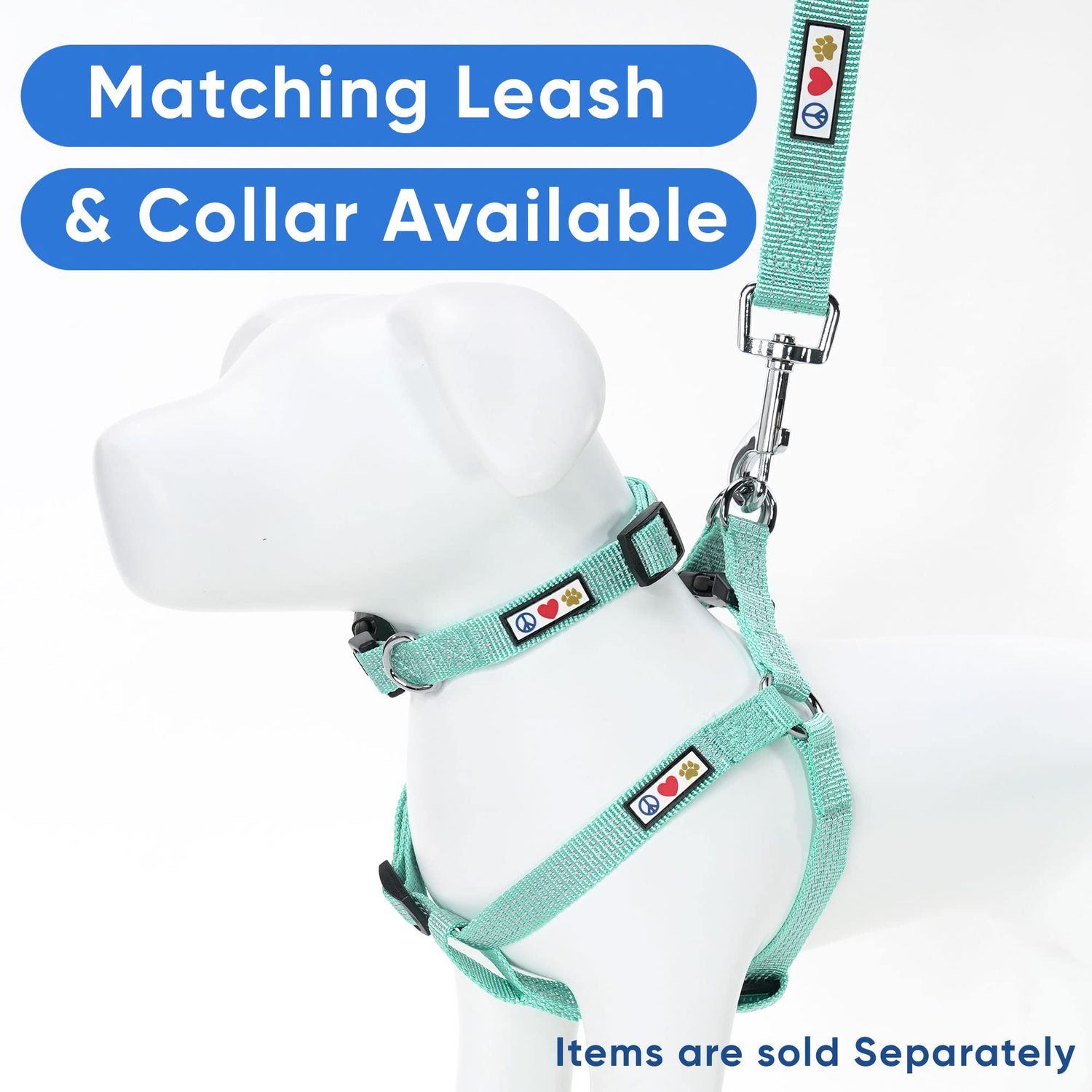 Pawtitas Reflective Step in Dog Harness or Reflective Vest Harness, Comfort Control, Training Walking of Your Puppy/Dog Large Dog Harness L Teal Dog Harness