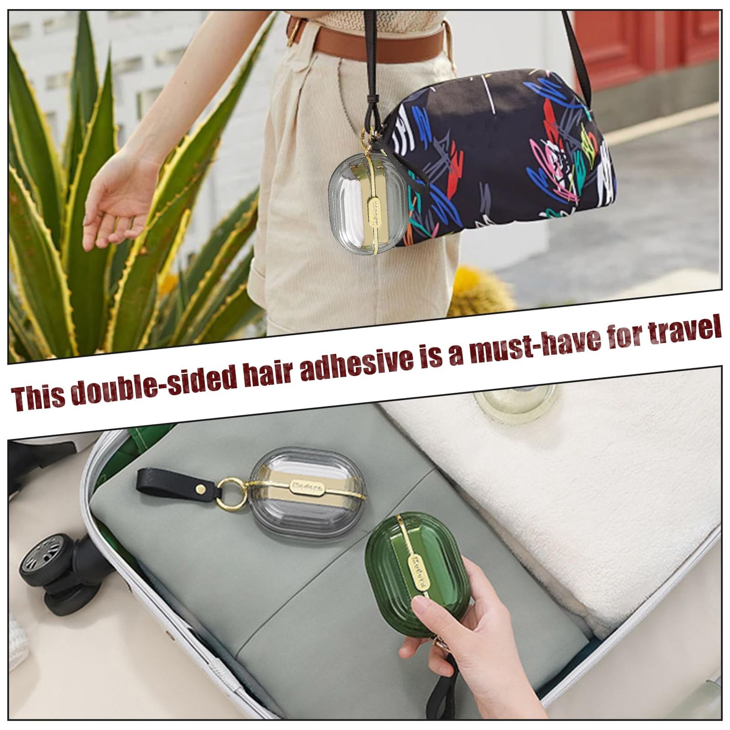 Portable Lint Rollers with 5 Extra Sticky Refills & Hand Strap, Travel Lint Roller Mini, Double-Sided Pet Dog Cat Hair Remover, Small Pocket Reusable Lint Brush Tool for Clothes Purse (Green)