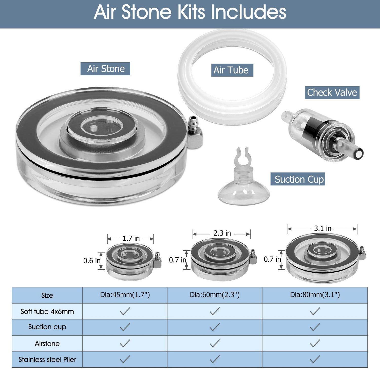 hygger Air Stones for Aquariums, Transparent Acrylic Fish Tank Bubbler Kit with Air Tube, Ultra Silent Bubble Stone Super-High Dissolved Oxygen Diffuser for Aquarium Fish Tank and Hydroponic