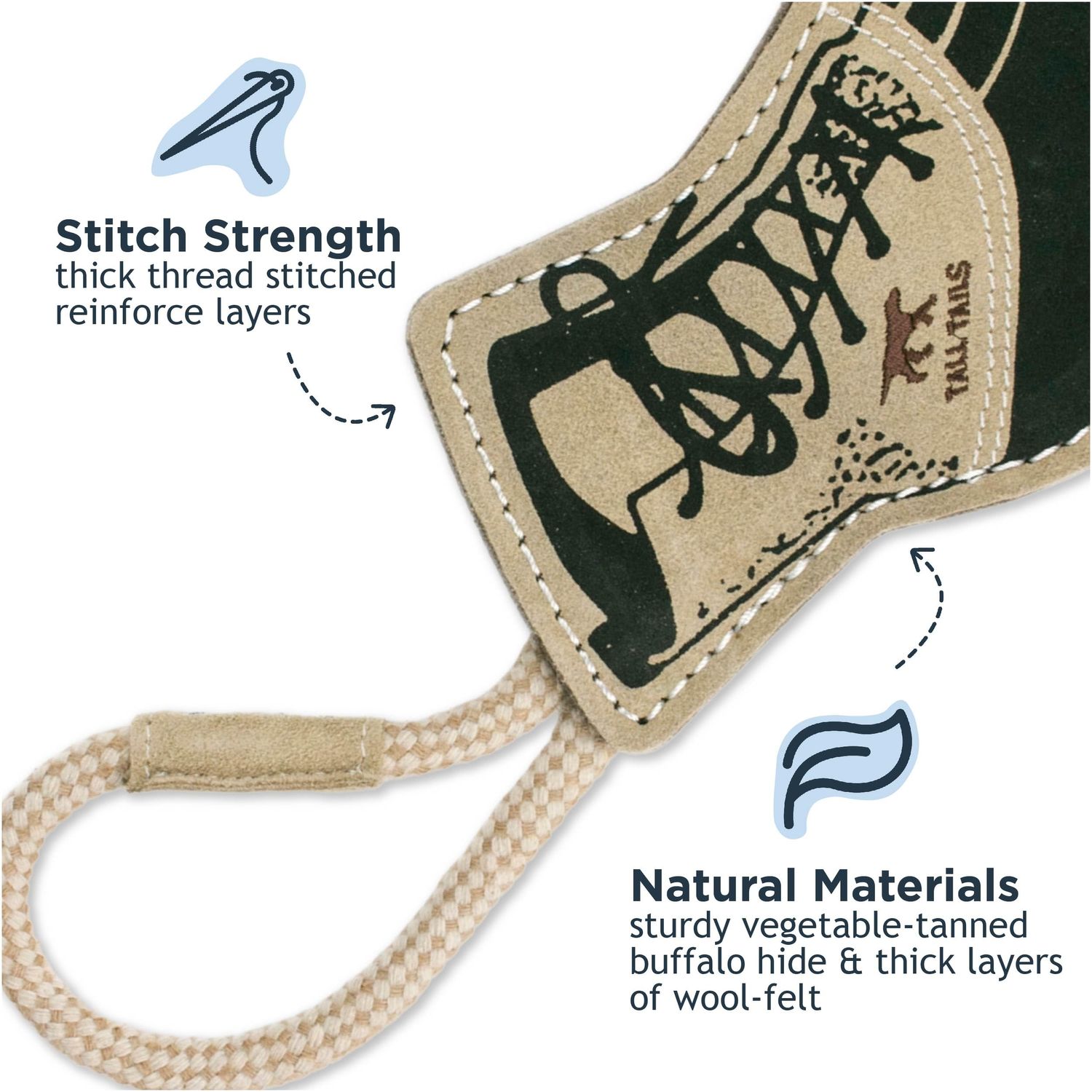 Tatll Tails Natural Leather Boot Tug Toy for Dogs