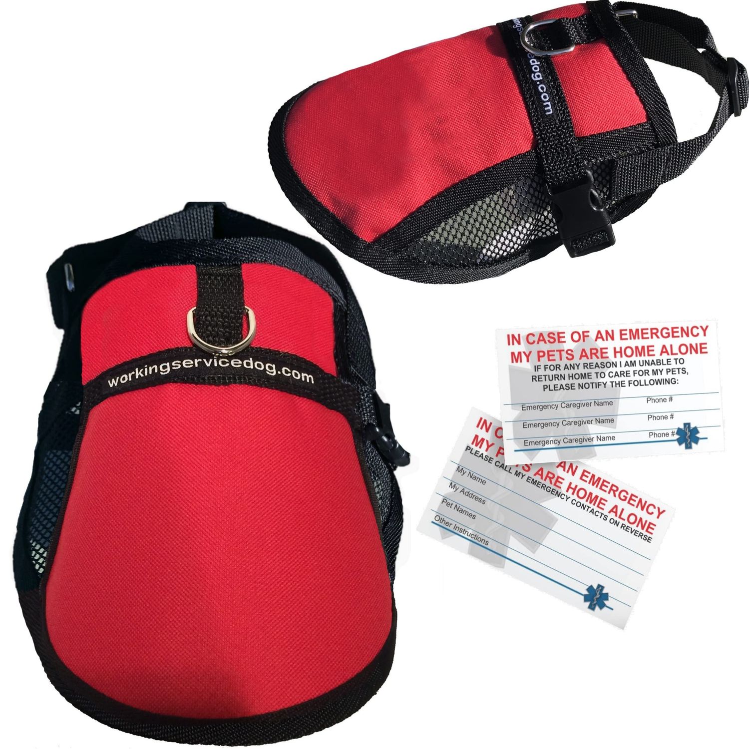 Mesh Dog Vest | Lightweight Cooling Dog Harness | No Pull Dog Harness | Includes Two Pet Emergency Care Cards (Red, 32" - 36" Girth)
