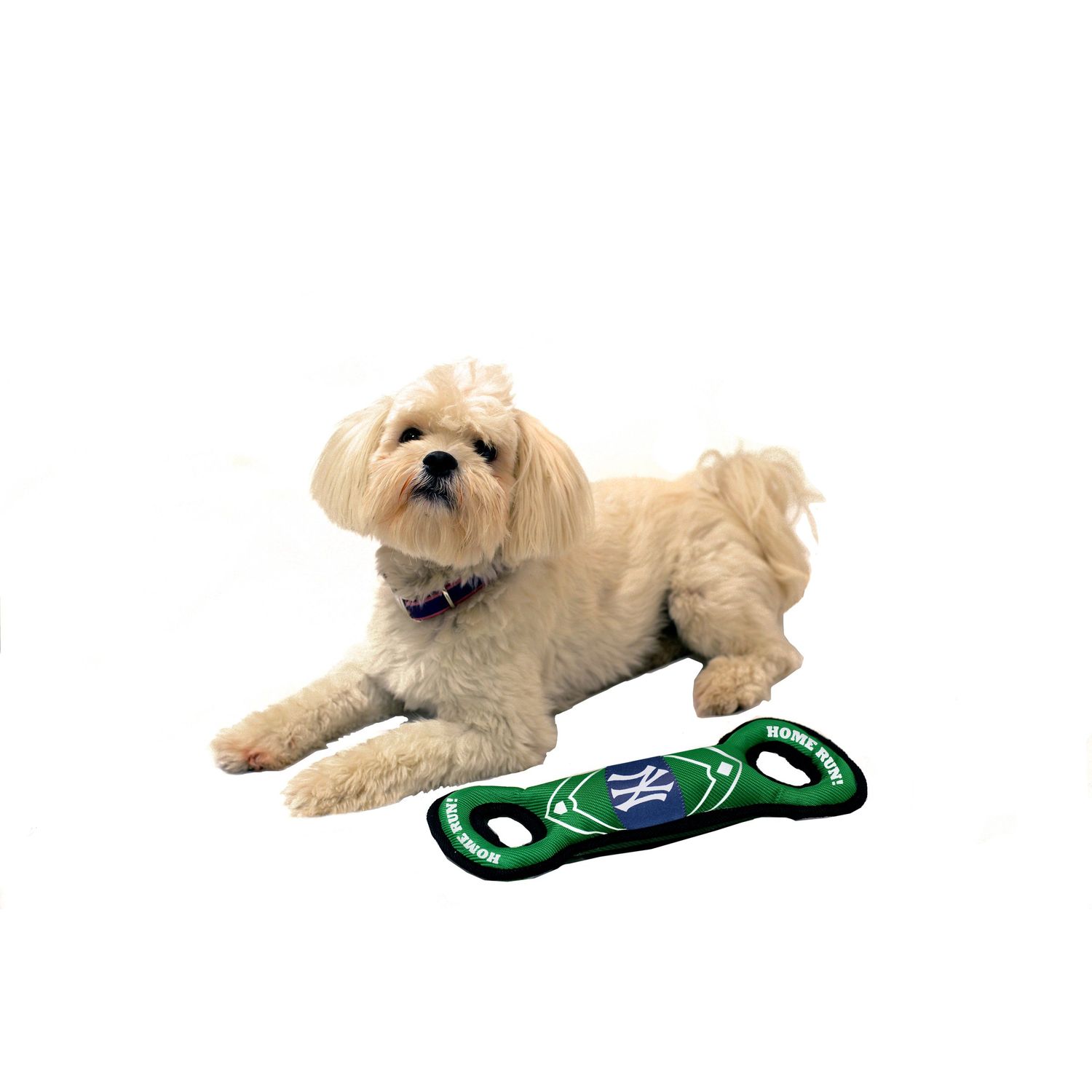 MLB NEW YORK YANKEES Baseball Field Dog Toy with Double rim Stitching & Inner SQUEAKER