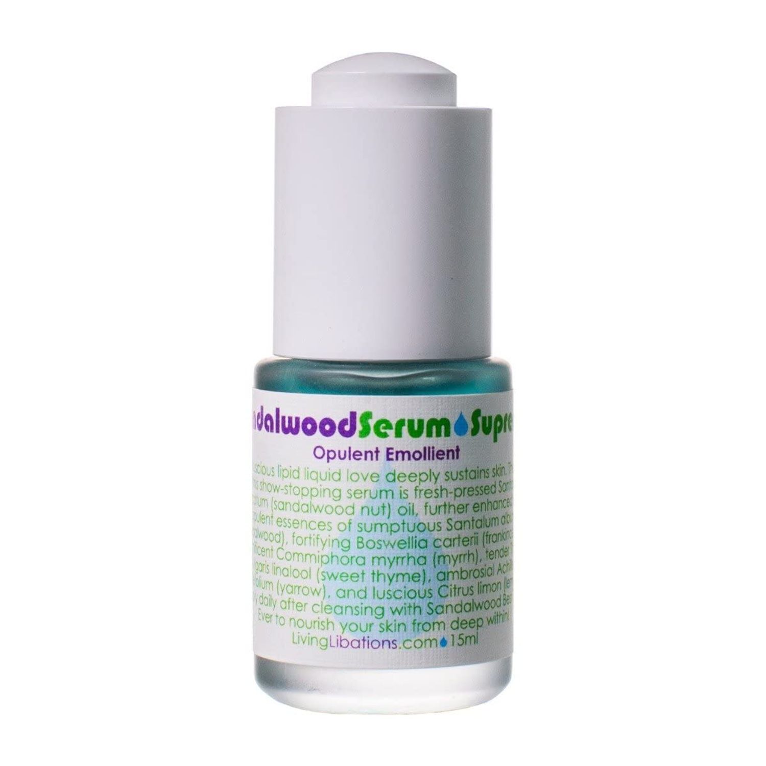 Living Libations - Organic Sandalwood Face Serum Supreme | Natural, Wildcrafted, Clean Beauty (.5 oz | 15 ml)