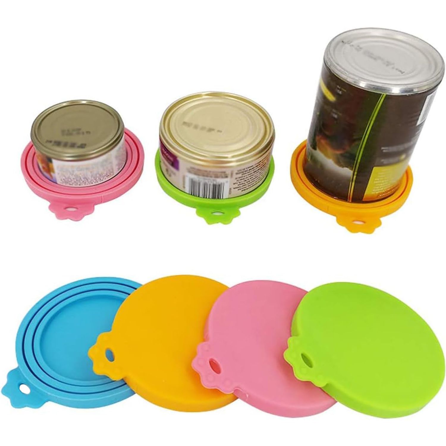 IVIA PET Food Can covers | 6 Pack Silicone Can Lids for Dog and Cat Food | Universal BPA Free | One Can Cap Fit Most Standard Size Canned Dog Cat Food