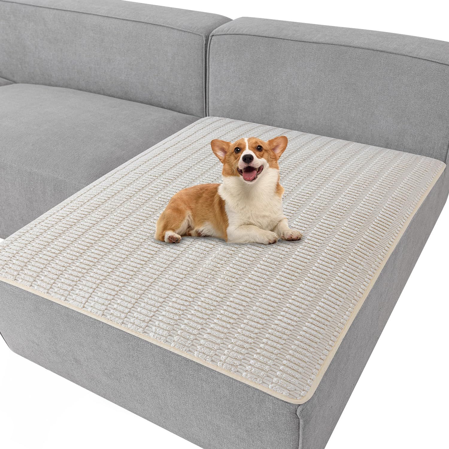 Foxdecor Couch Cover Sofa Covers Washable, Dog Bed Cover Couch Covers for 3 Cushion Couch Sofa Pet Friendly, Dog Couch Cover Furniture Covers for Pets.(Cream 40x50 inch)