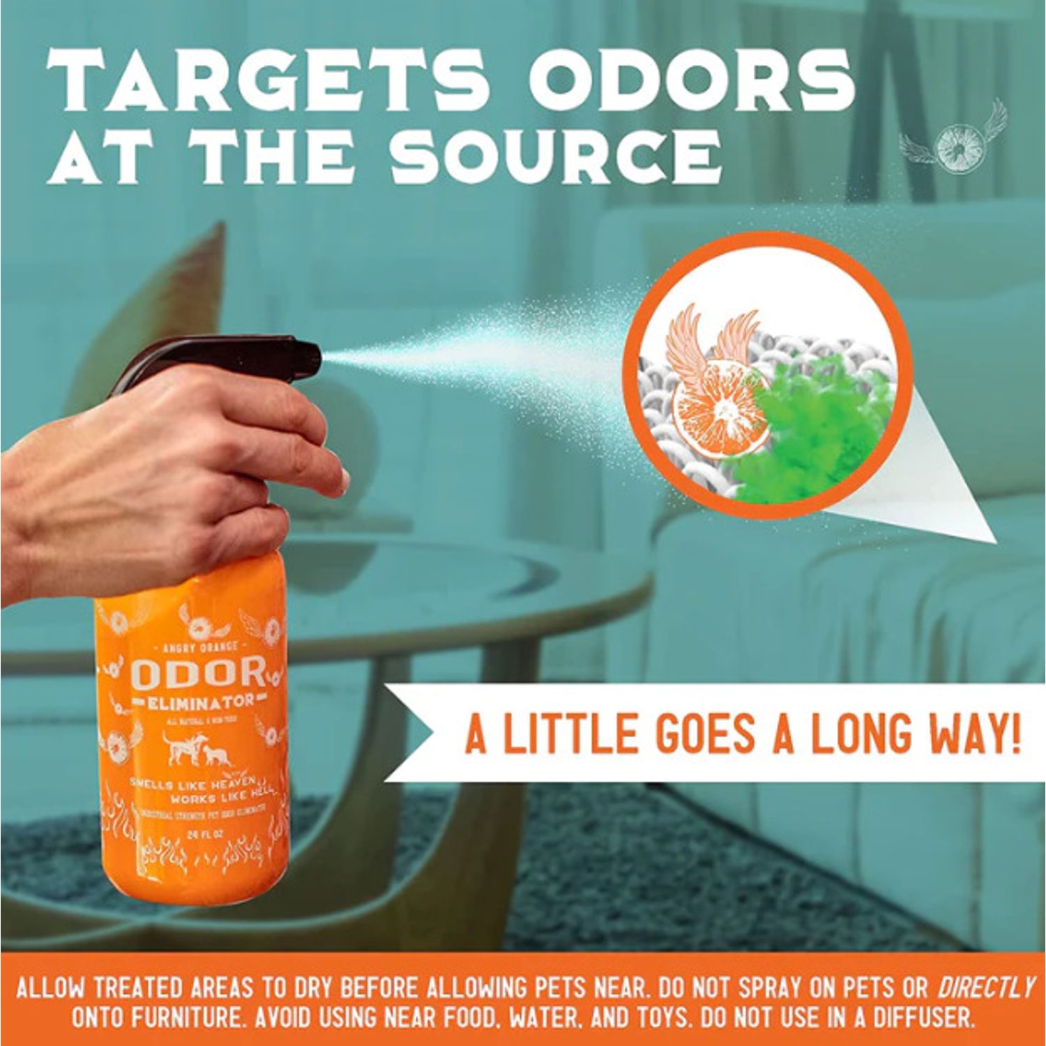 ANGRY ORANGE Pet Odor Eliminator Citrus Deodorizer Pet Dog Cat Large 24oz Spray