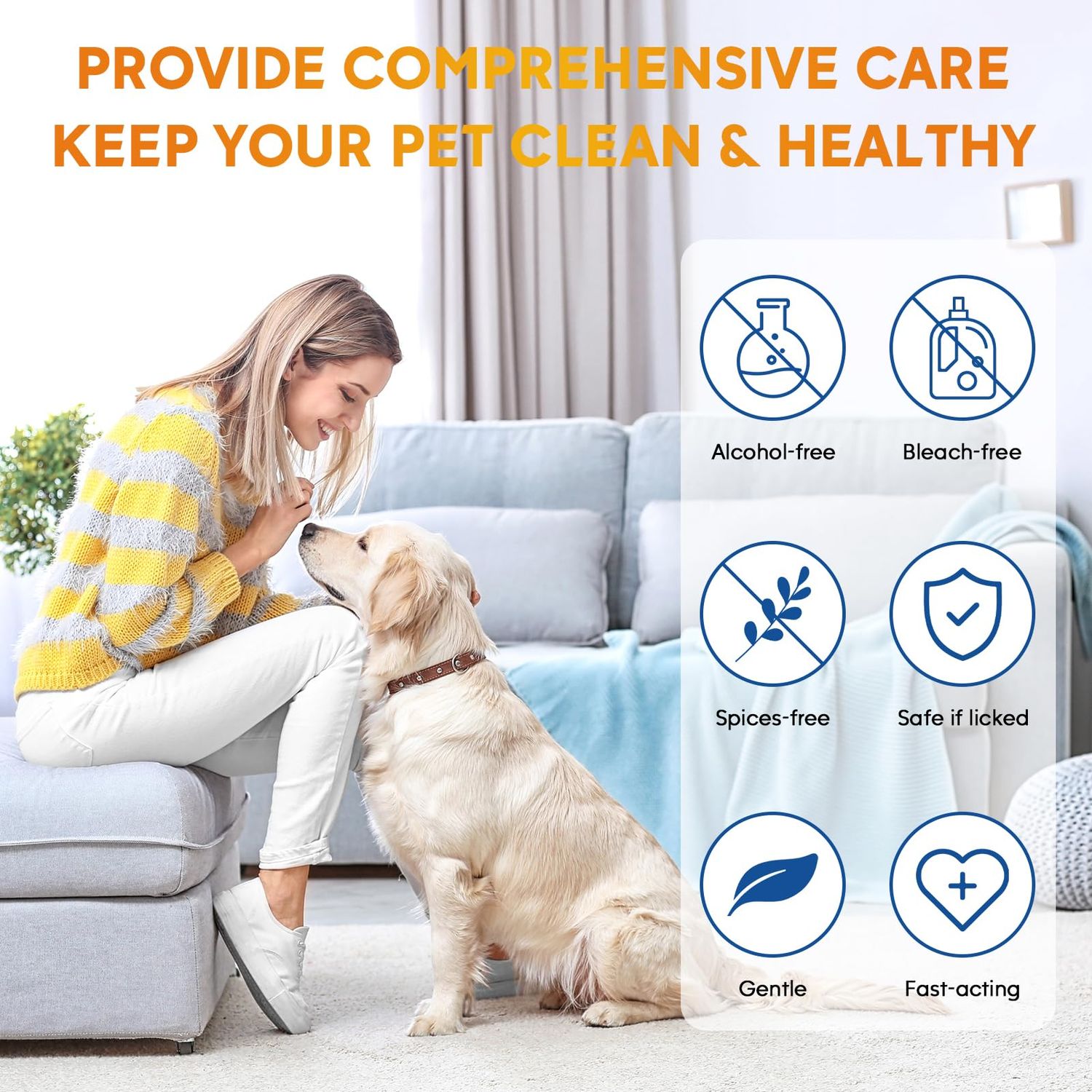 Dog Wipes Cleaning Deodorizing, Dog Grooming Wipes & Dog Paw Cleaner, Pet Cleaning Kit for Teeth, Ears, Eyes, Paw, Body, Dog Ear Rinse, Essential Dog Supplies Set
