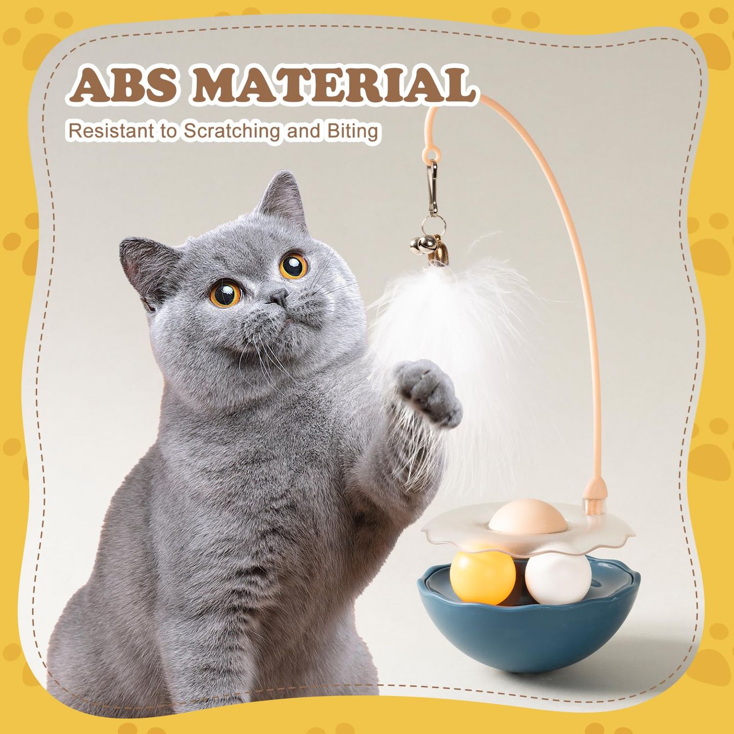 Rislobx 3-in-1 Tumbler Catnip Toy Interactive Cat Toys Cat Teaser with Feather and Bell, Track Balls Kitten Toys for Indoor Cats 9.8'' High (Blue)