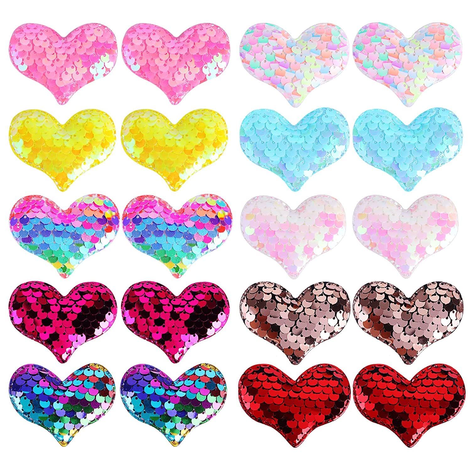 20pcs Heart Hair Clip for Girls Sparkle Glitter Sequins Baby Clips Birthday Valentines Gift Hair Accessories Set