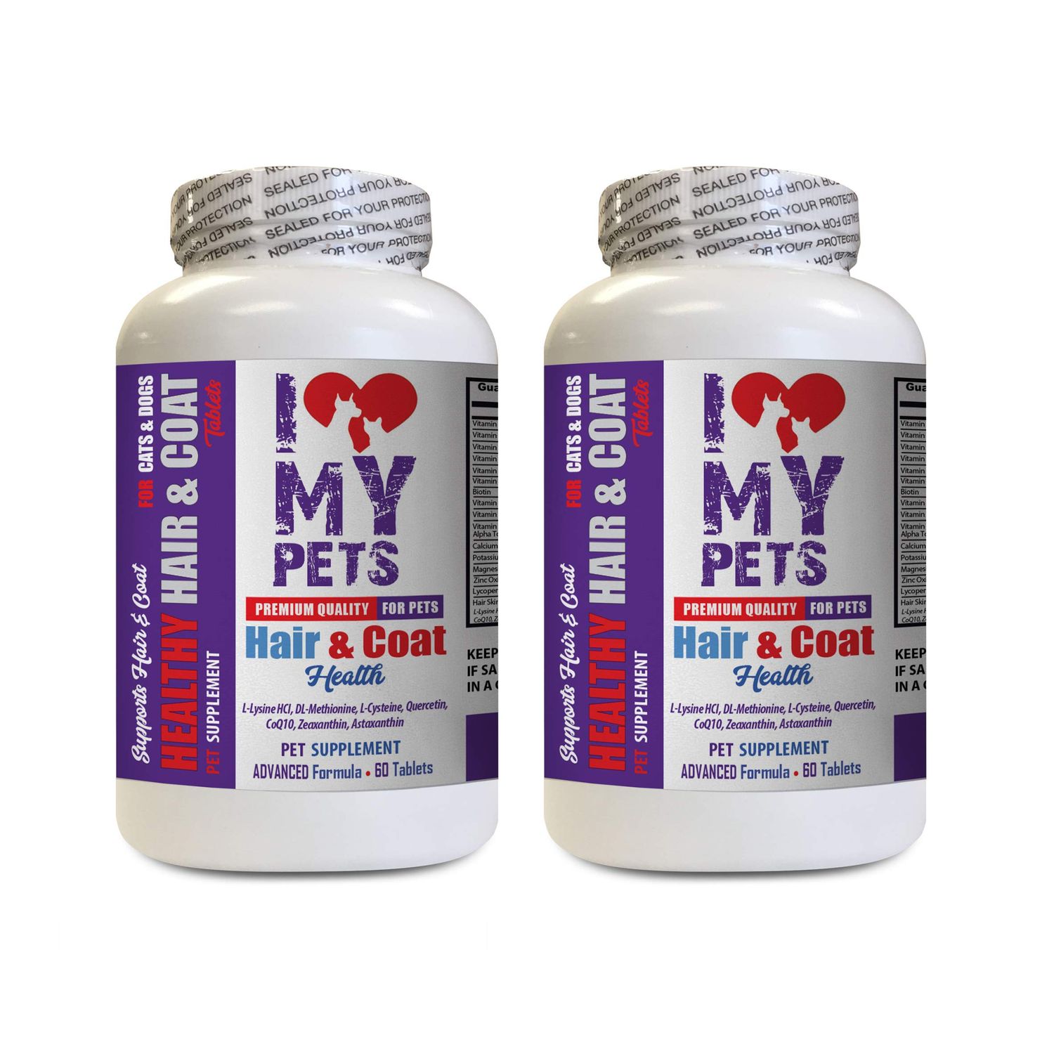I LOVE MY PETS LLC Dog Hair Supplement - PET Healthy Hair and Coat - for Dogs and Cats - Premium Formula - Dog Vitamin e - 2 Bottles (120 Treats)