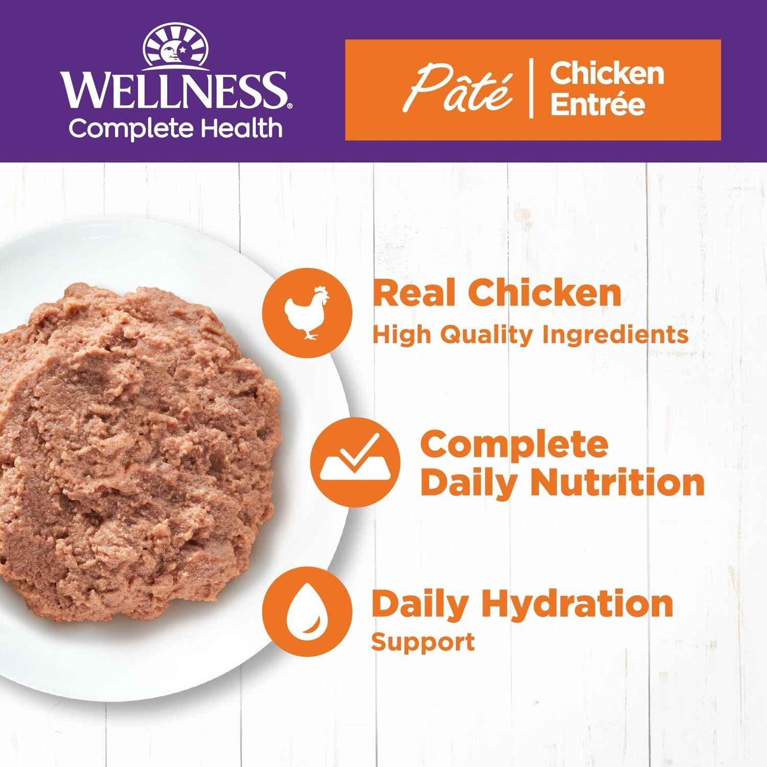 Wellness Grain Free Chicken Wet Cat Food 24 Pack 3 Ounce Pate Canned Cat Food