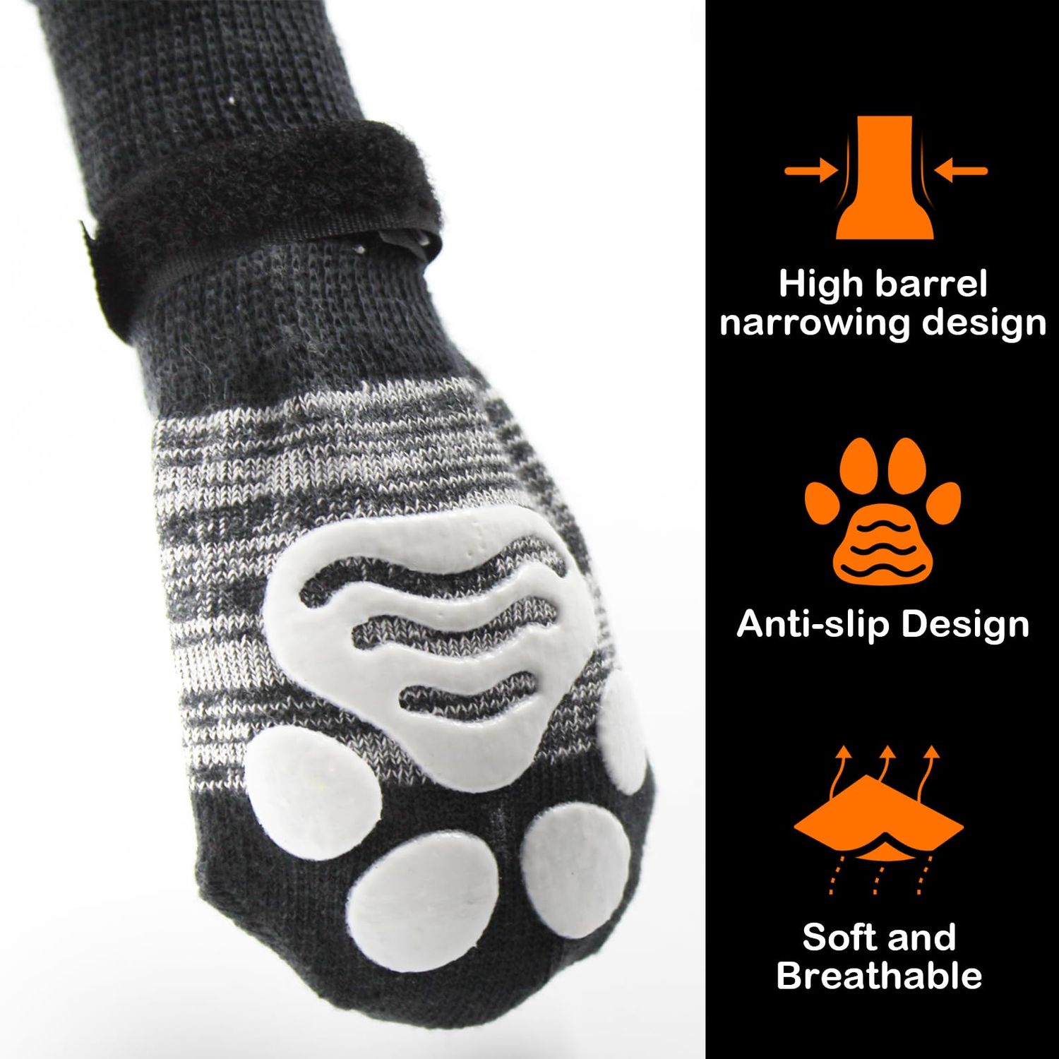Anti Slip Paw Protectors Dog Socks,Double Side Non-Slip Dog Socks with Adjustable Straps,Traction Control for Indoor on Hardwood Floor Wear (A, S)