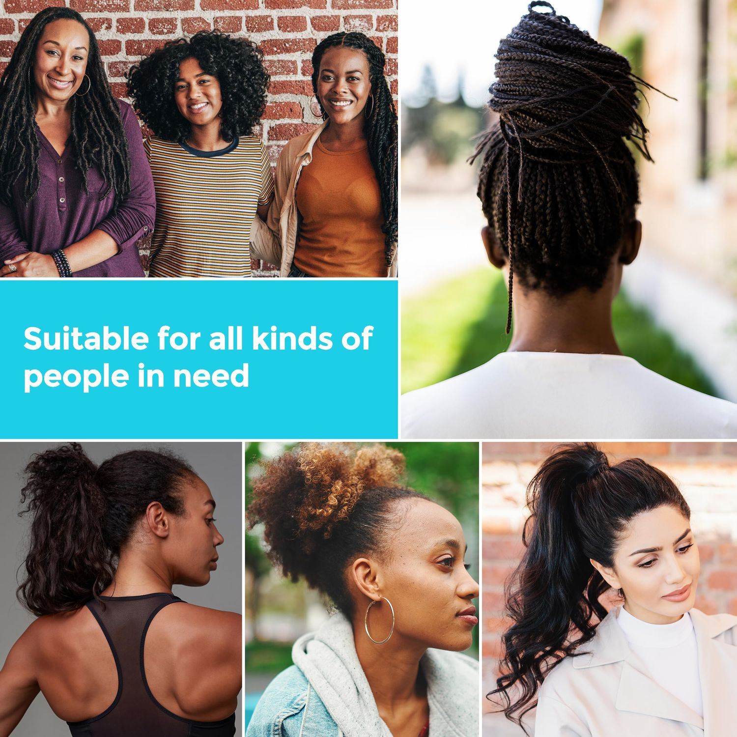 Qooocy 12-Pack 4x Extra Long Hair Ties - Ideal for Dreadlocks, Curly, Extra Thick Hair - Durable, Oversized, and Gentle Ponytail Holders, Black