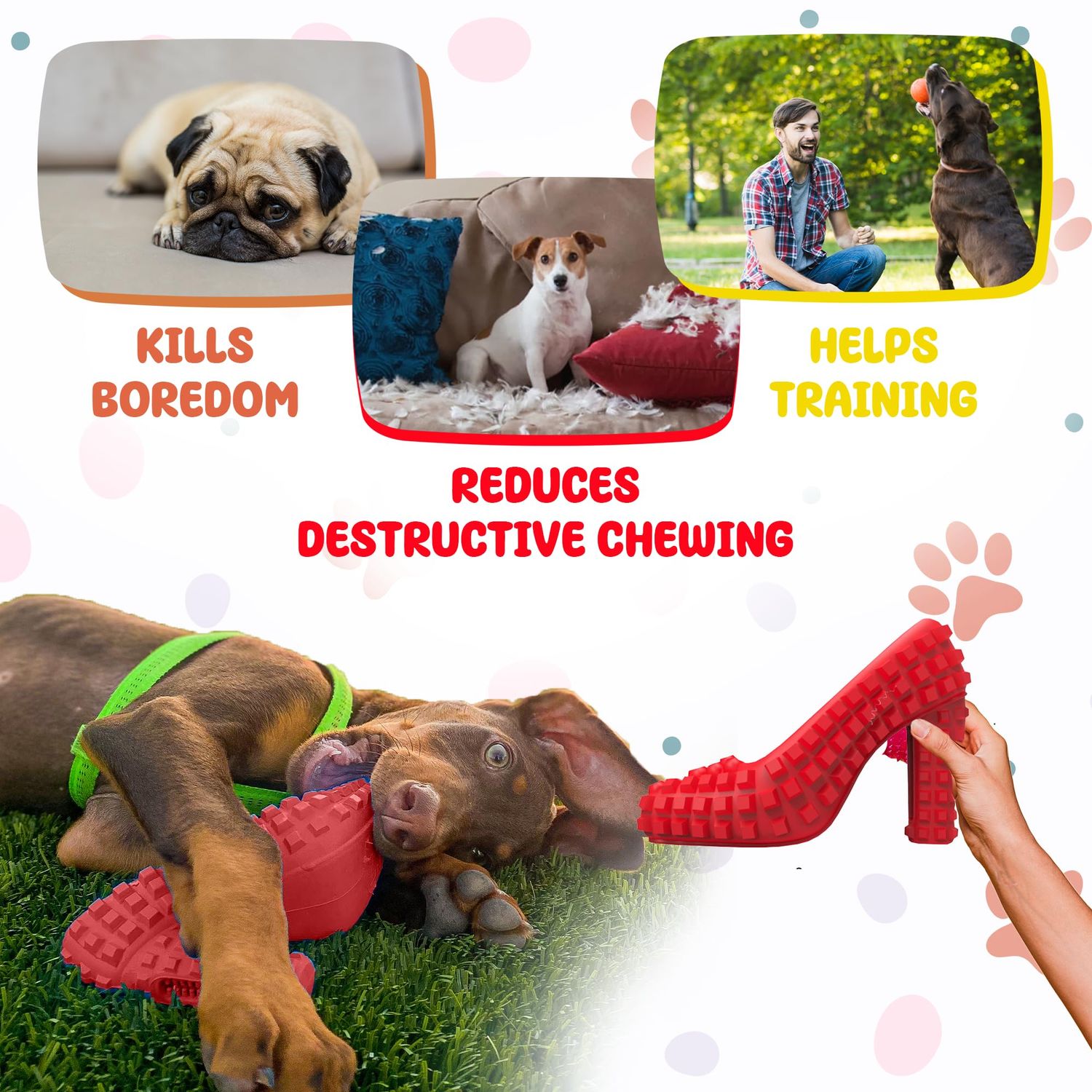 Dog Chew Toys for Aggressive Chewers - Treat Dispensing Chew Shoe Interactive Small Medium Dog Puzzle Toys, Dog Chew Enrichment Toys for Boredom and Brain Stimulating Game Keeps Them Engaged