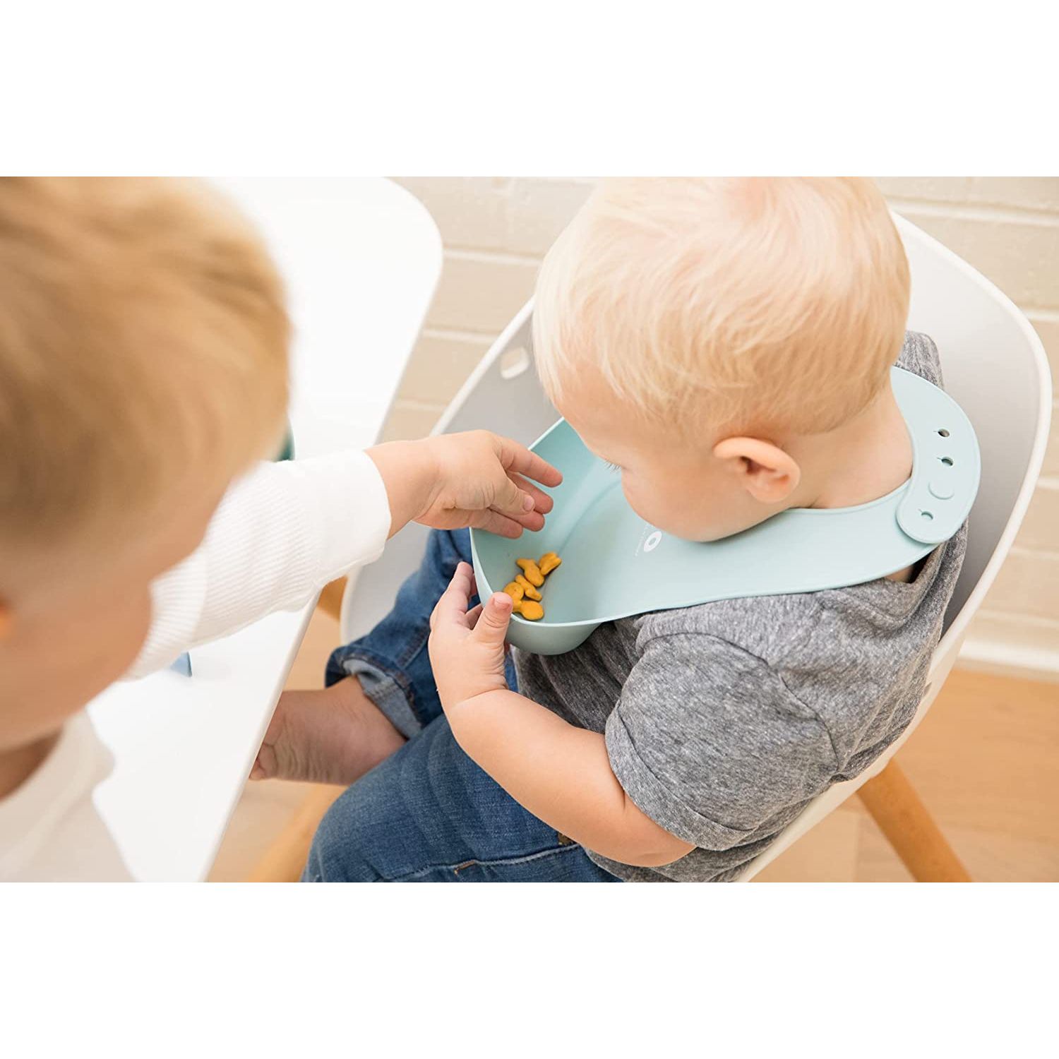 Bella Tunno Wonder Bib – Waterproof Silicone Bibs for Boys & Girls, Non-toxic & BPA Free Silicone Baby Bibs & Toddler Bibs with Adjustable Neck, Easy to Clean (Baby Bro)