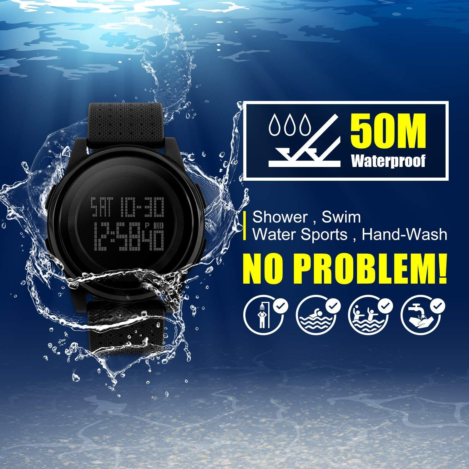 MJSCPHBJK Men's Digital Sports Watch Electronic Military Waterproof Watches for Men Outdoor Running with LED Back Light Alarm Stopwatch Army Watch
