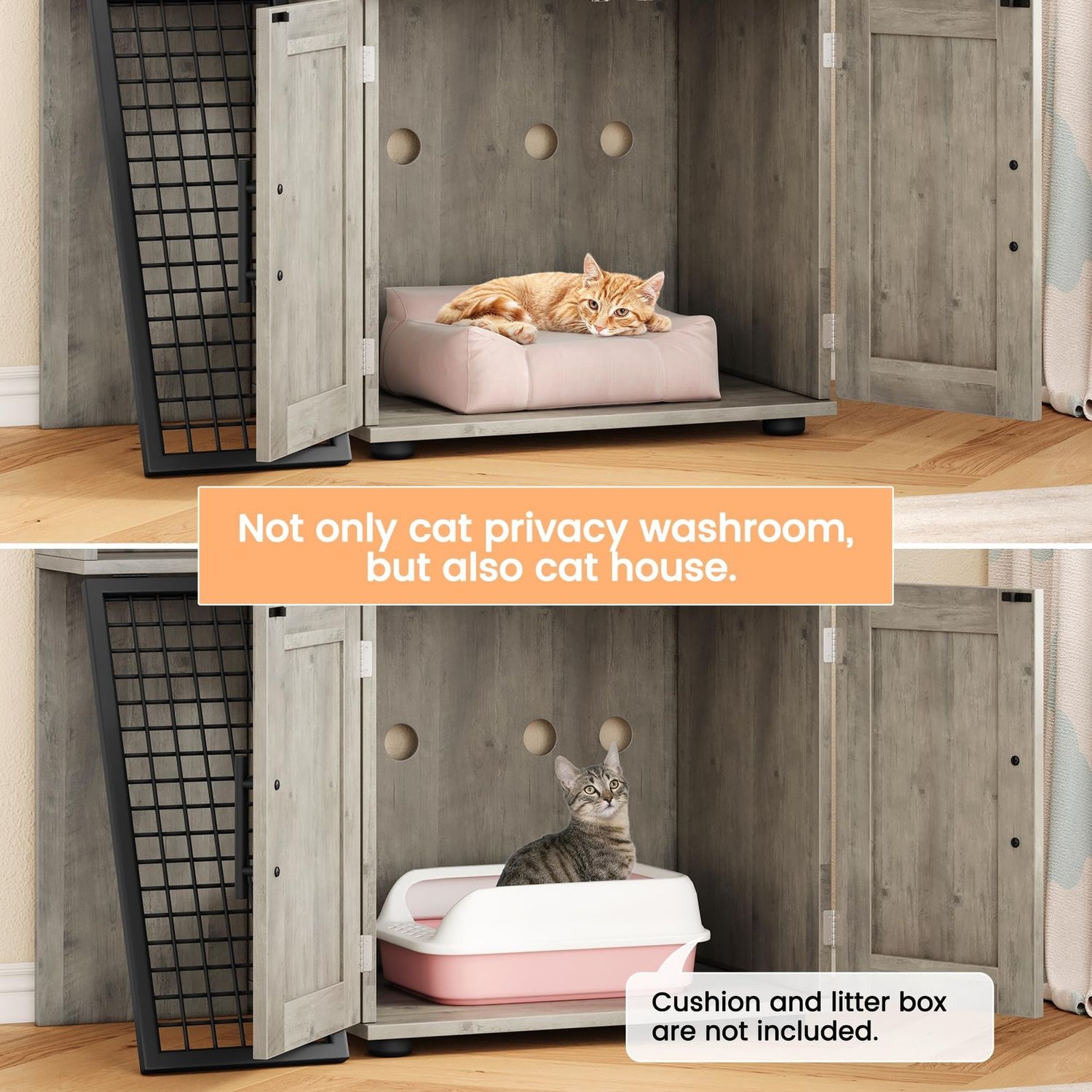 Cat Litter Box Enclosure ,Indoor Hidden Cat Litter Box House Furniture w/Ladder