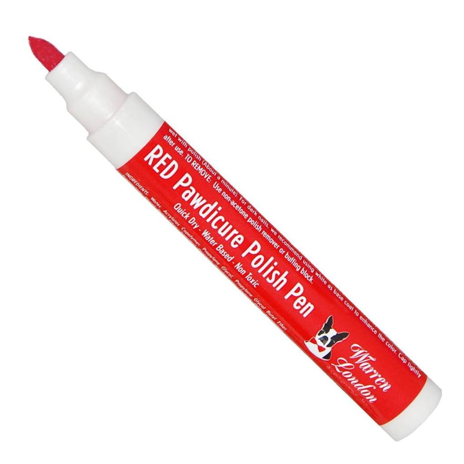 Warren London Pawdicure Dog Nail Polish Pens | Made in USA | Quick Dry, Low Odor, Non-Toxic Dog Accessories | Ideal for Dog Birthday, Dog Costume | Dries in Under 1 Minute | 13 Colors | Red