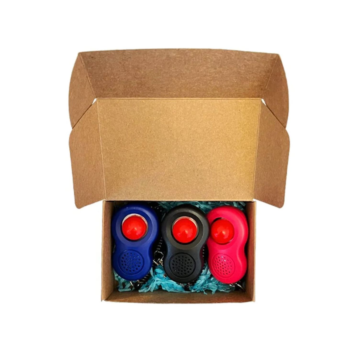 TRAVEL CAT Clicker Training Kit - 3 Pack Cat and Puppy Training Clicker with Button and Wrist Strap for Cats Behavior, Rewards Training - Red, Blue and Black Pet Training Clicker with Loud Click Sound