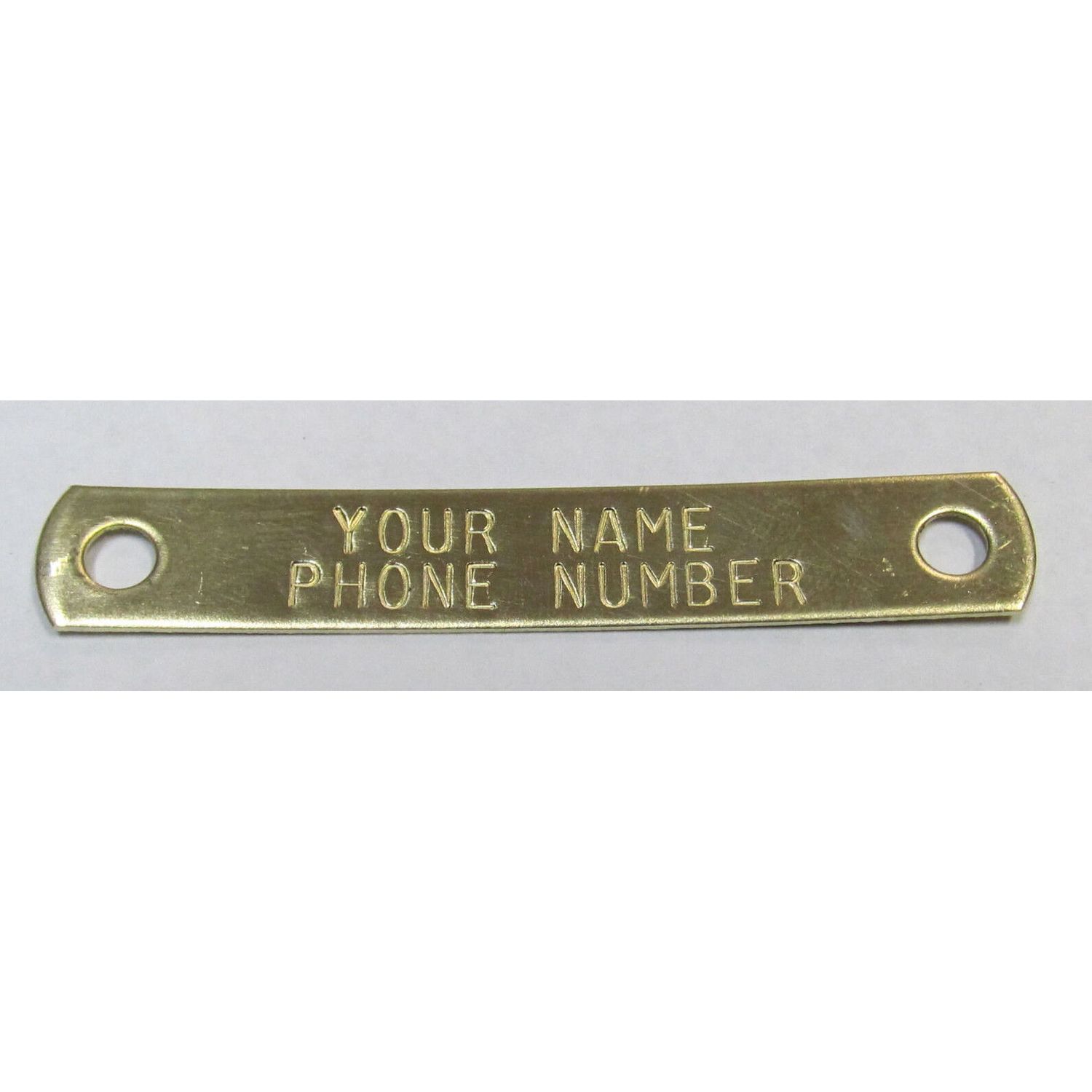 2 BRASS TAG NAMEPLATES 7/16" FOR DOG COLLAR WITH 2-PIECE RIVETS PET ID