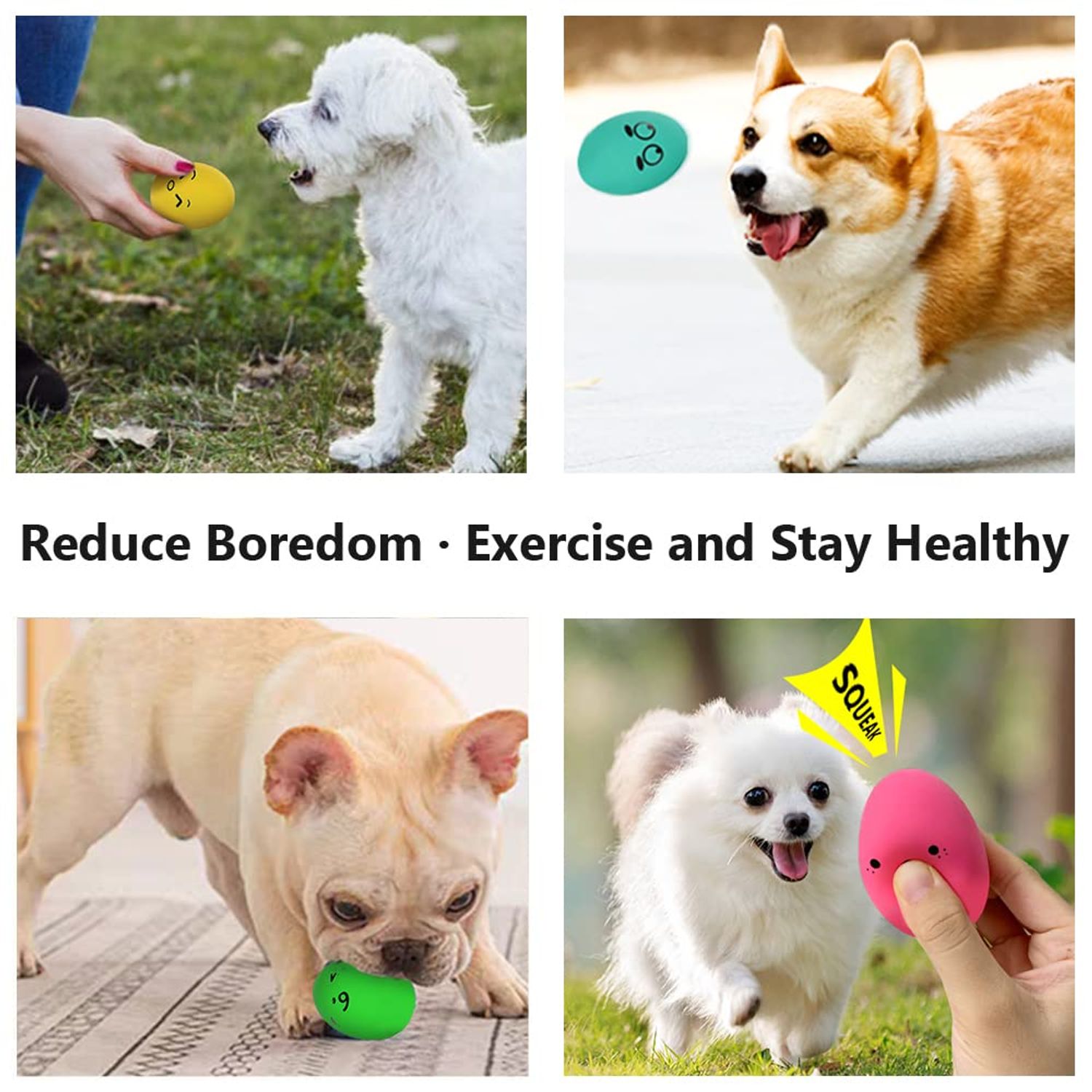 SCHITEC Squeaky Dog Toys, [8 Pack] Latex Squeak Dog Ball for Small Pets & Puppies, 2.3” Soft Rubber Bouncy Interactive Fetch Balls