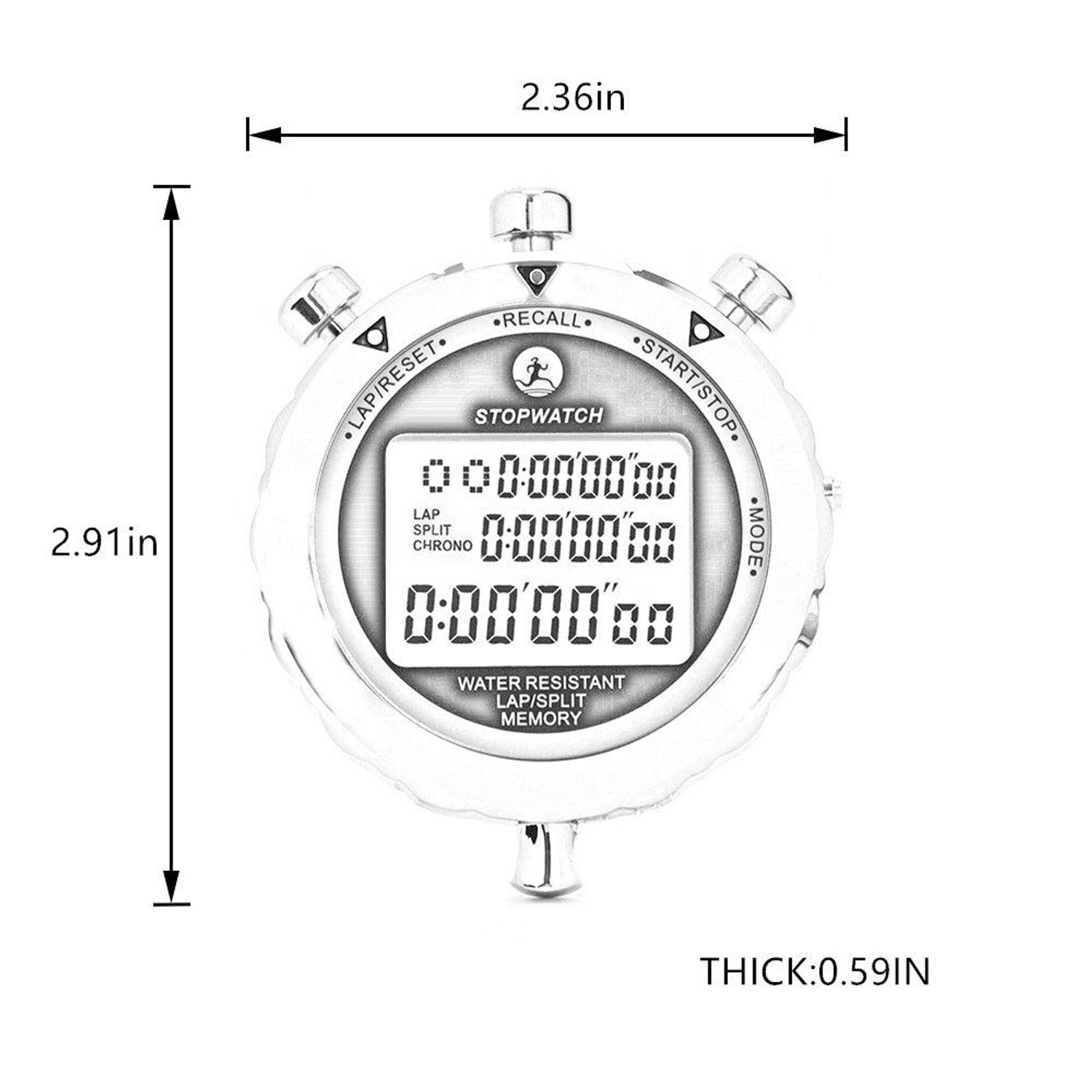 Rolilink Stopwatch,Metal Stop Watch for Sports Waterproof Stopwatches Timer for Sports and Competitions (10 Lap)