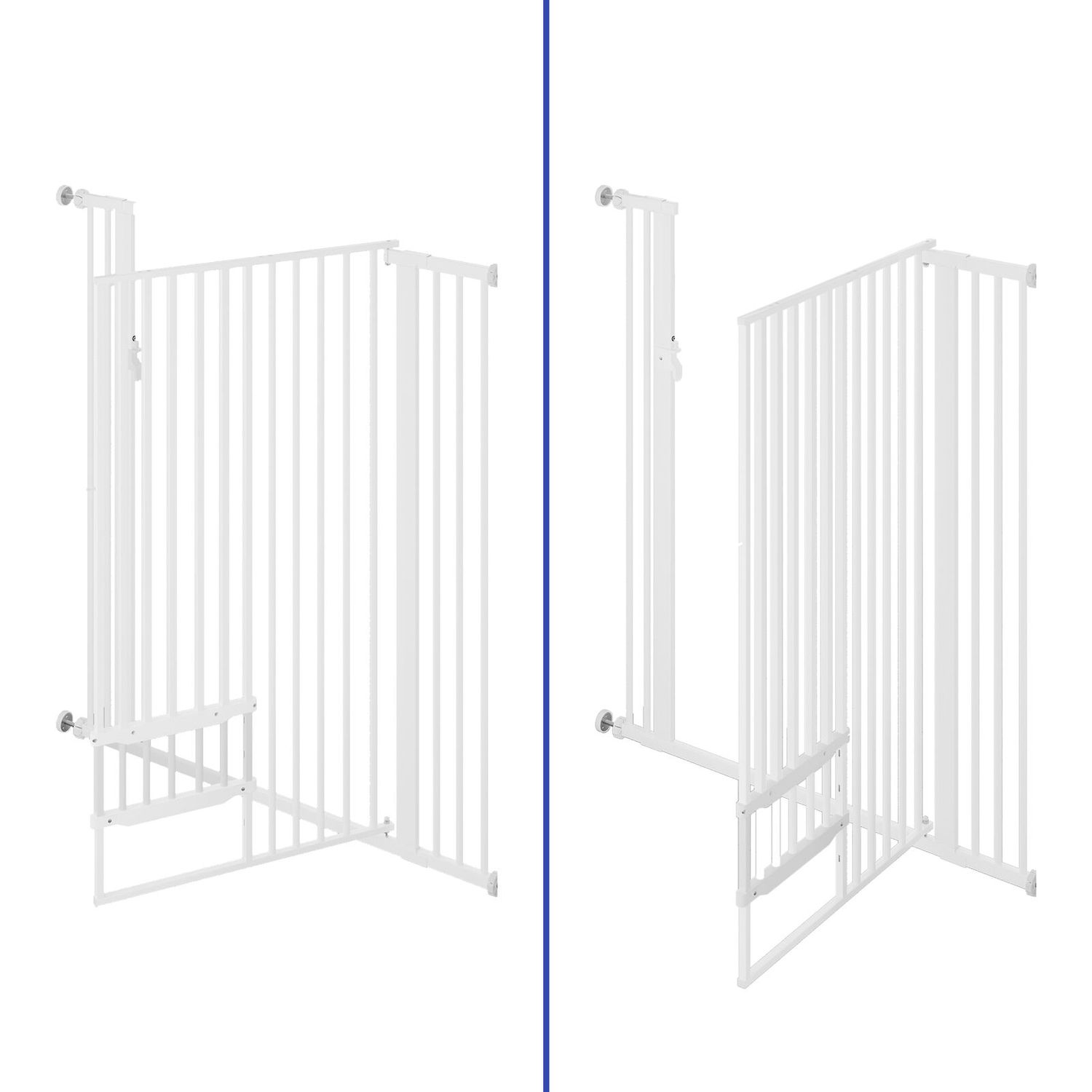 No Tool Assembly Staircase Dog Gate 29,5"-48,5" Hallway Pet Door w/ Smaller Door