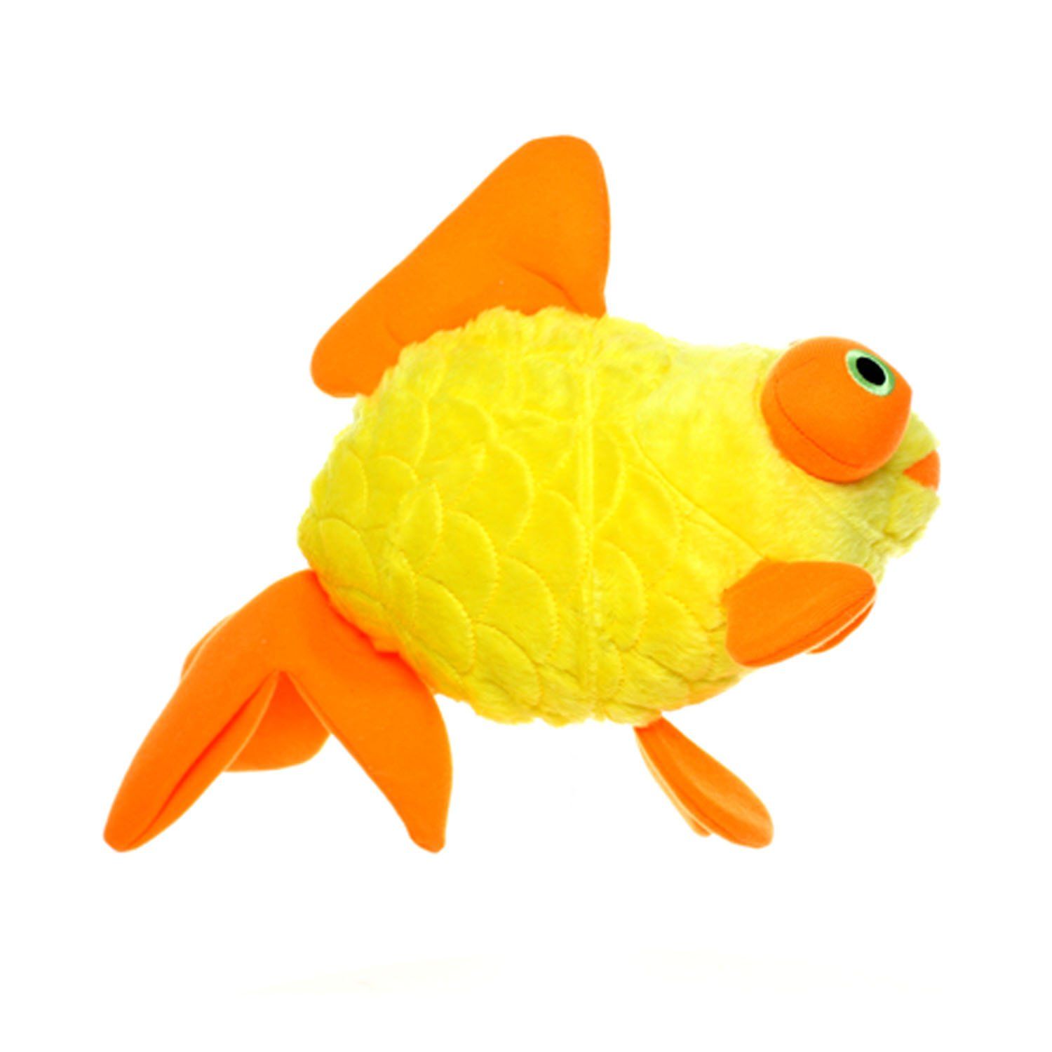 MIGHTY- Massive-Ocean-Goldfish-Squeaker-Multiple Layers. Made Durable, Strong & Tough. Interactive Play Dog Toy (Tug, Toss & Fetch). Machine Washable & Floats