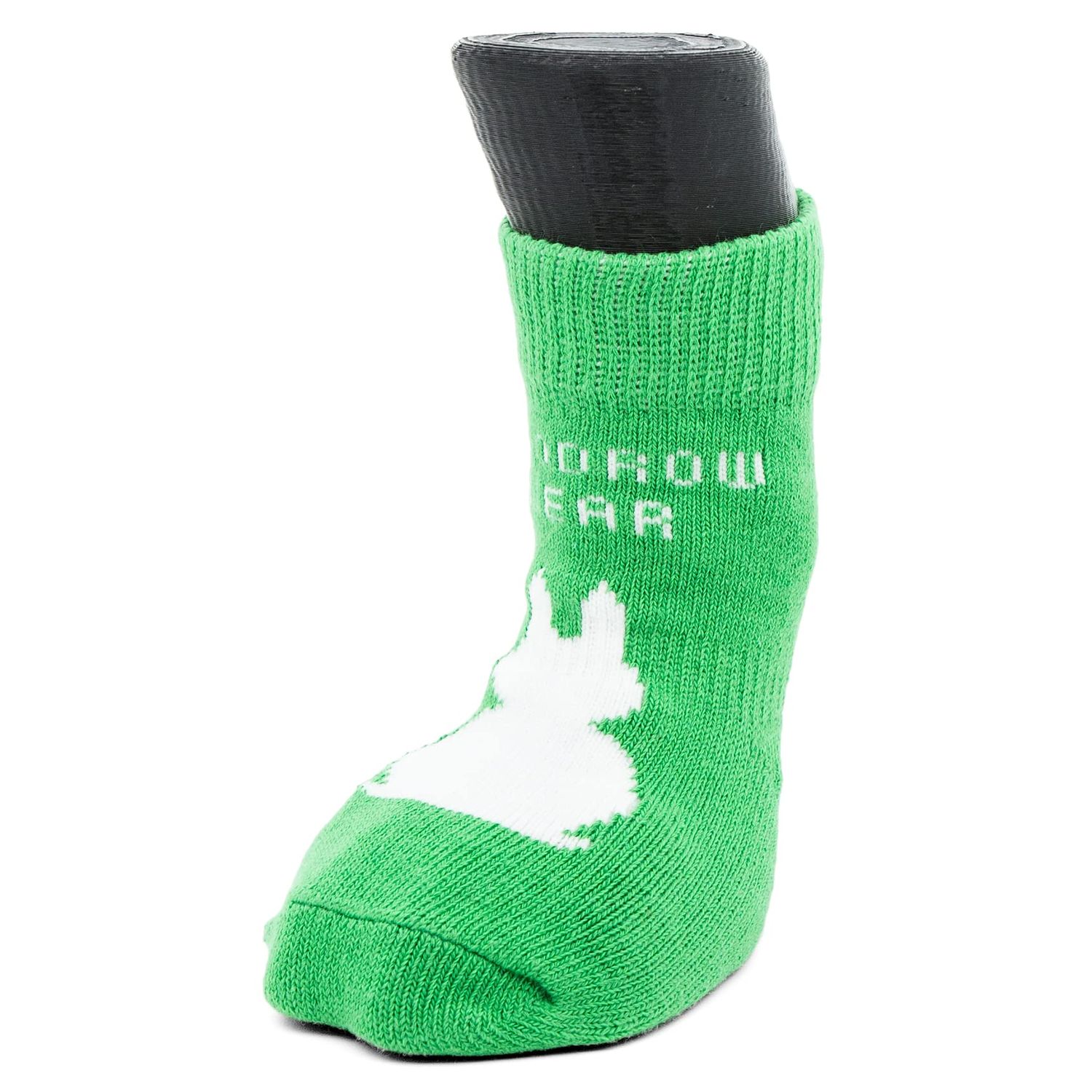 Woodrow Wear, Power Paws Original Dog Socks, Green with a White Bunny, XL, Fits 95-130 pounds