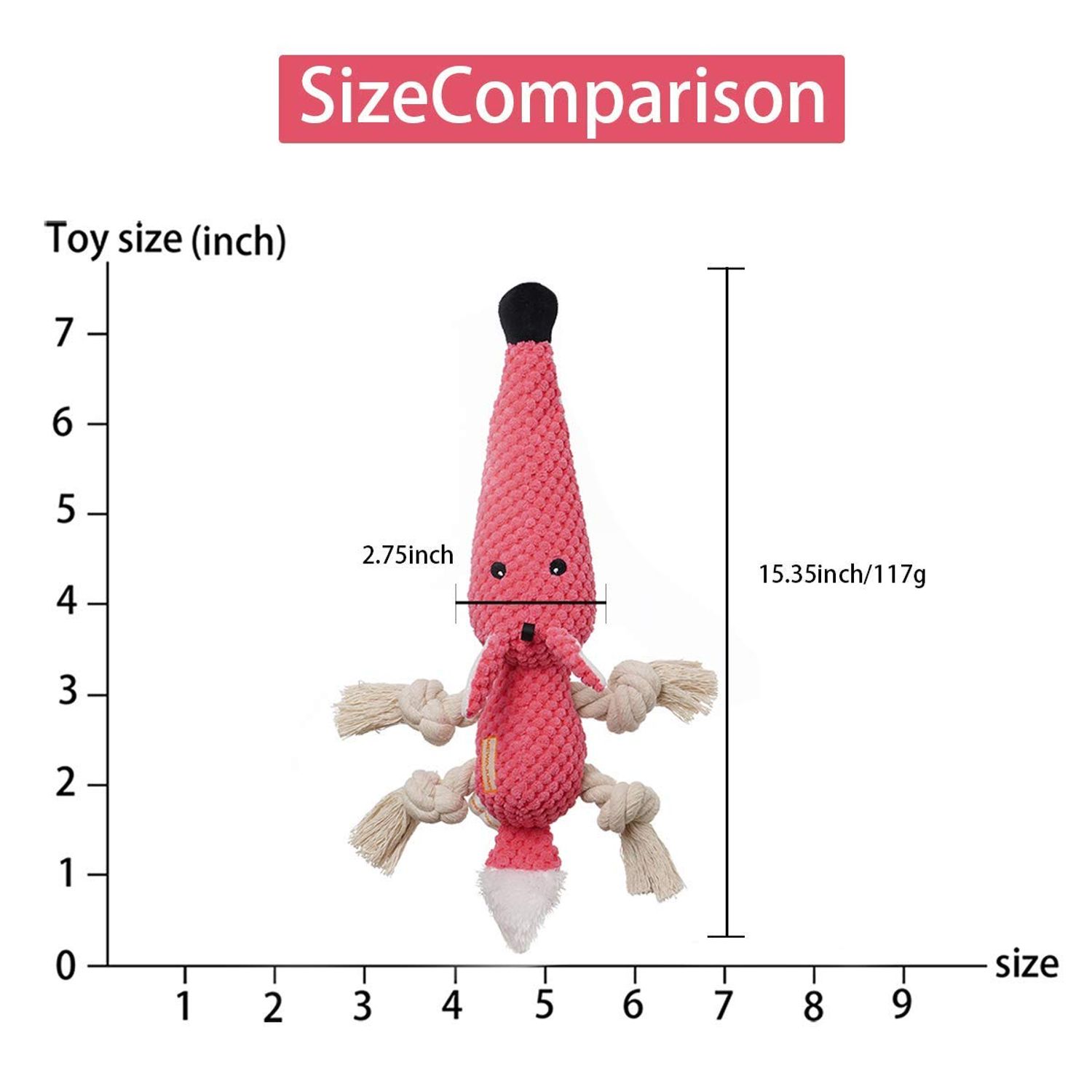 KOL Plush Dog Toy, Squeaky Interactive Puppy Dog Toys with Crinkle Paper, Durable Chew Toys for Small and Medium Dogs with Mouse Shape