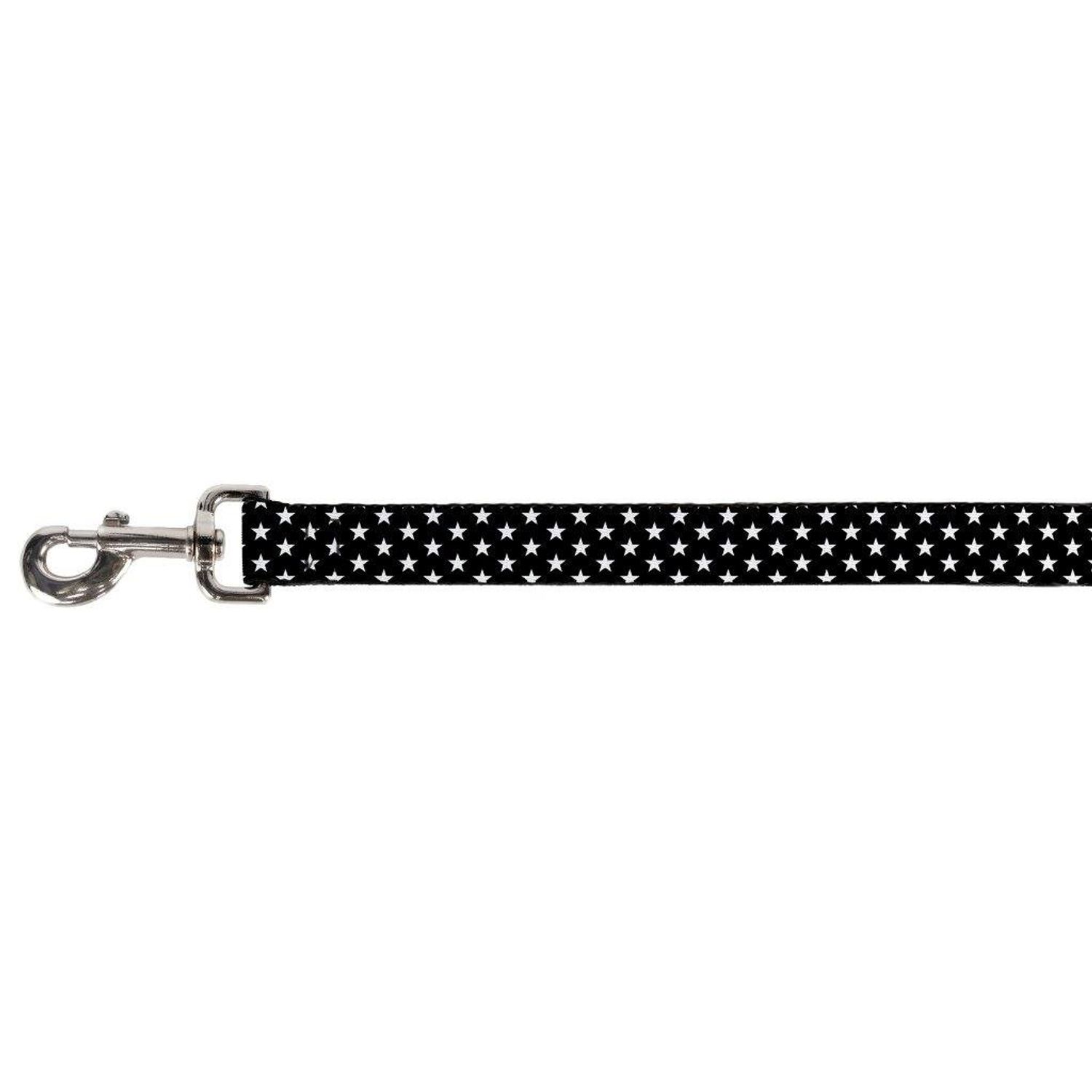 Buckle-Down Pet Leash - Mini Stars3 Black/White - 6 Feet Long - 1.5" Wide