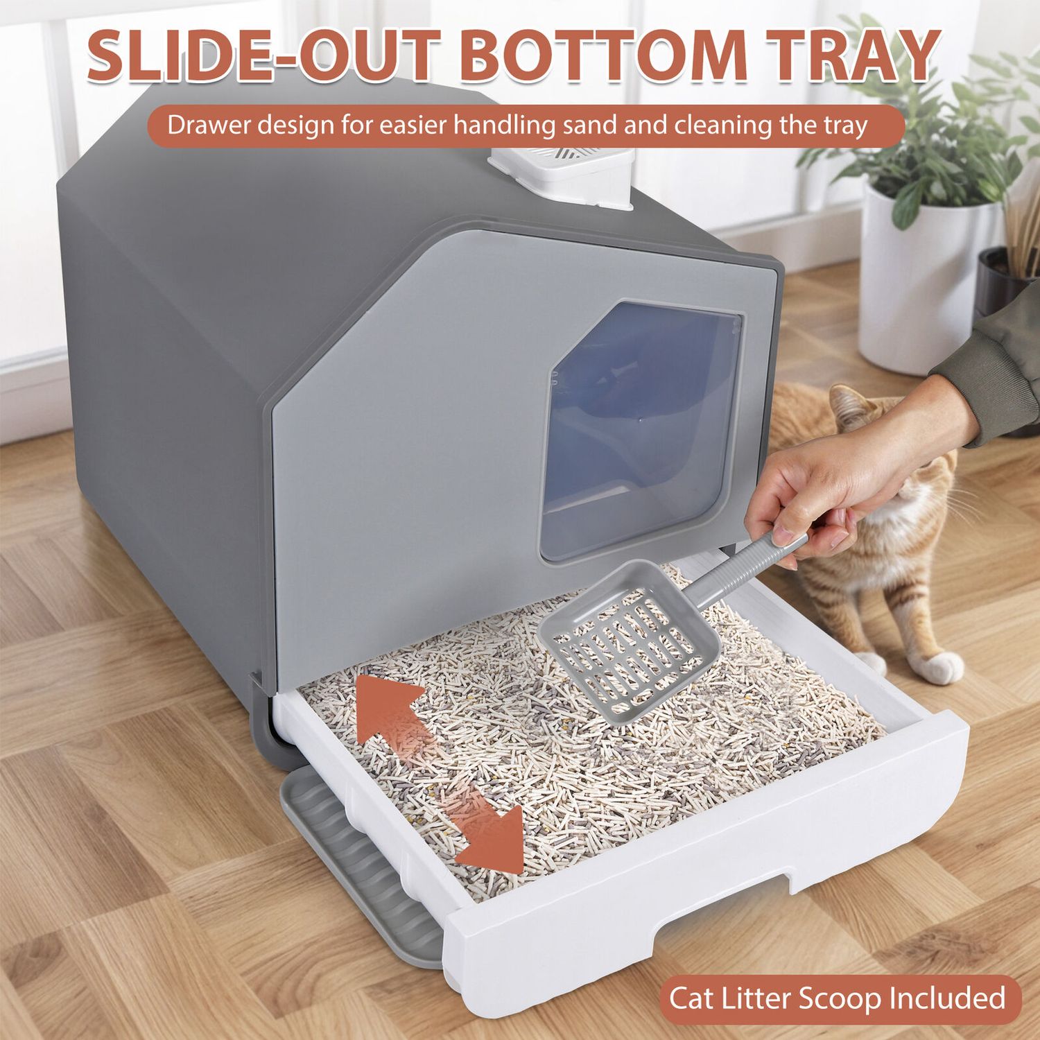 Cat Litter Box with Litter Mat and Scoop Anti- Splashing Easy Clean Odor Control